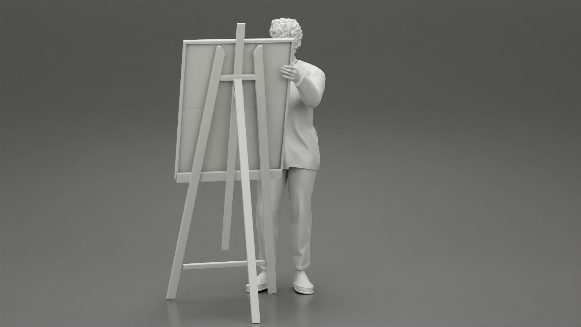 artist painter drawing on canvas 3D print model_11