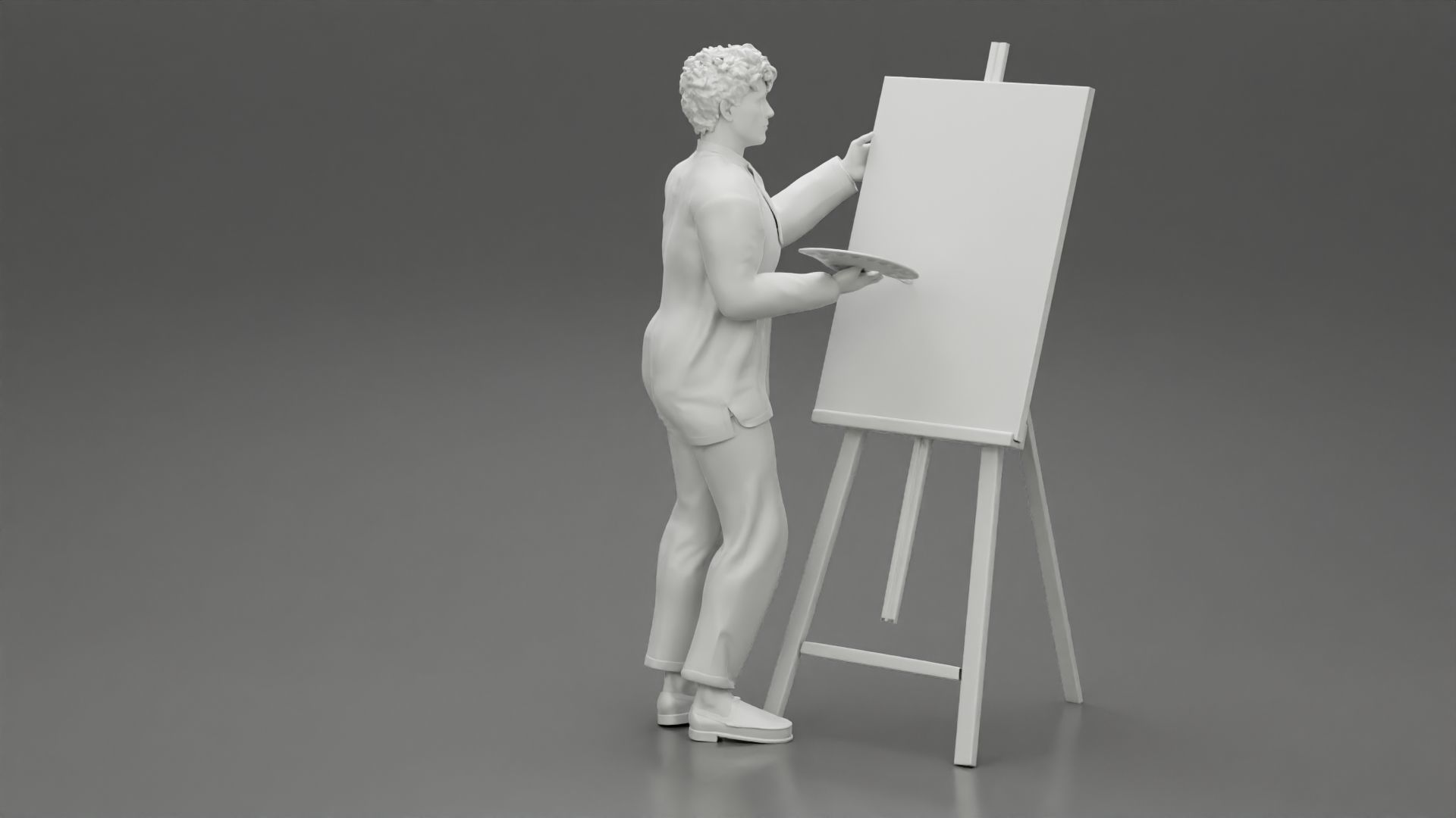 artist painter drawing on canvas 3D print model_7