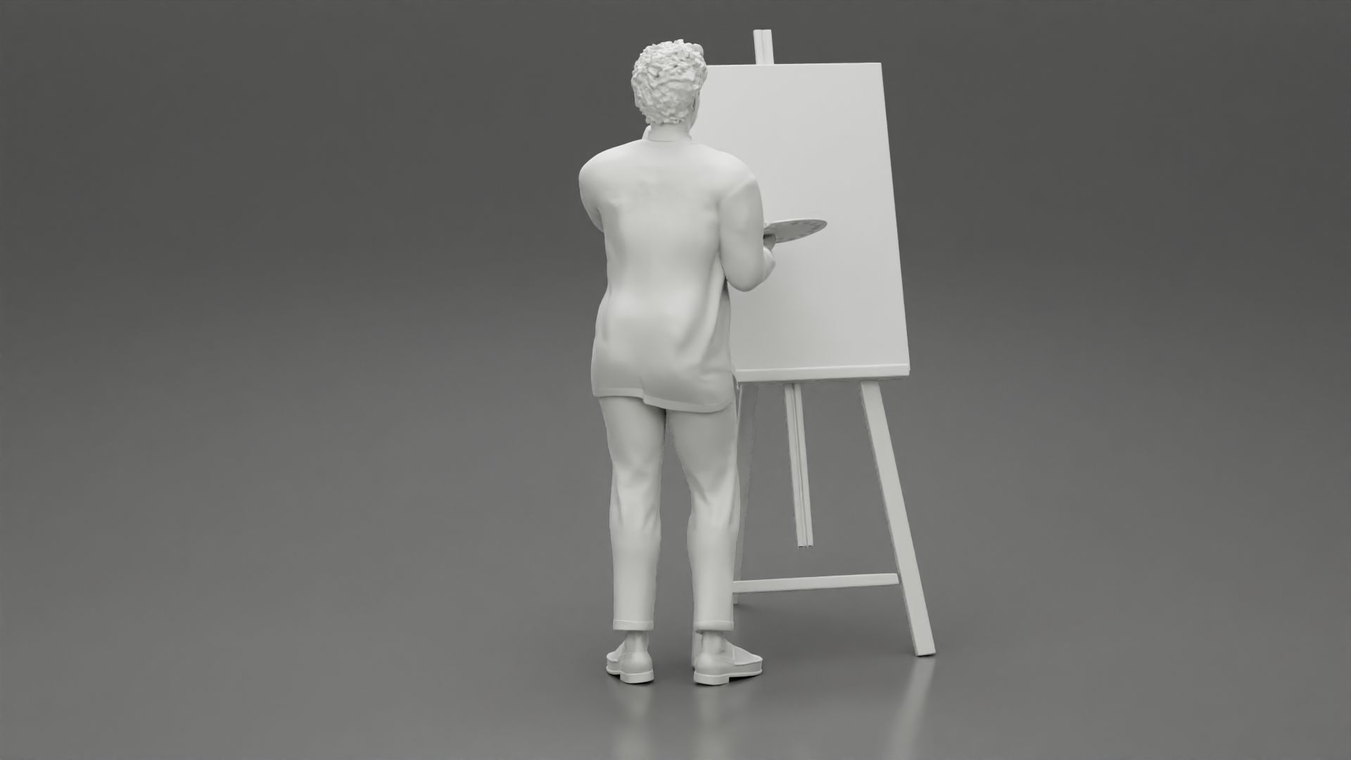 artist painter drawing on canvas 3D print model_8