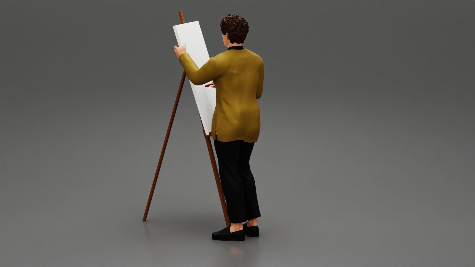 artist painter drawing on canvas 3D print model_3