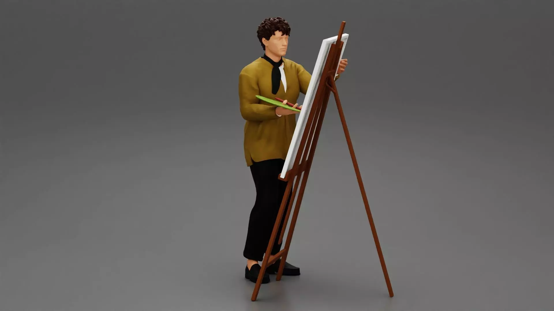 artist painter drawing on canvas 3D print model_0