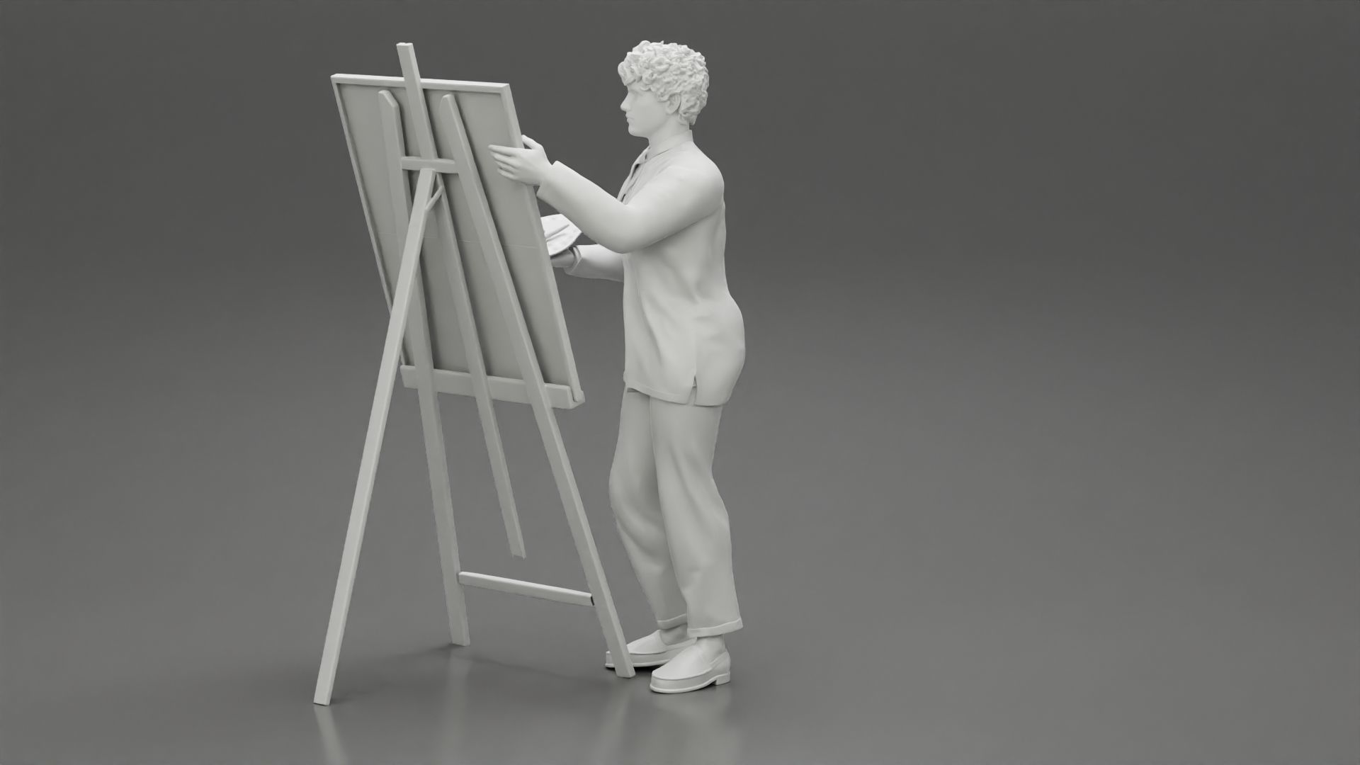 artist painter drawing on canvas 3D print model_10