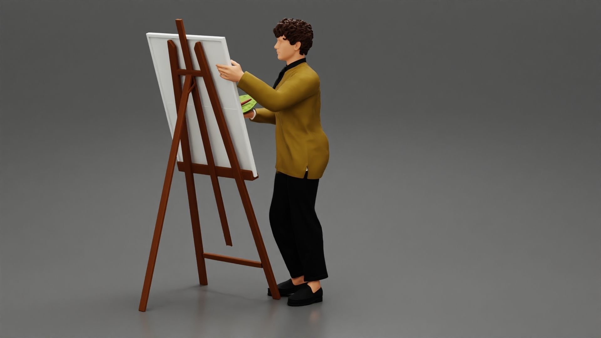 artist painter drawing on canvas 3D print model_4