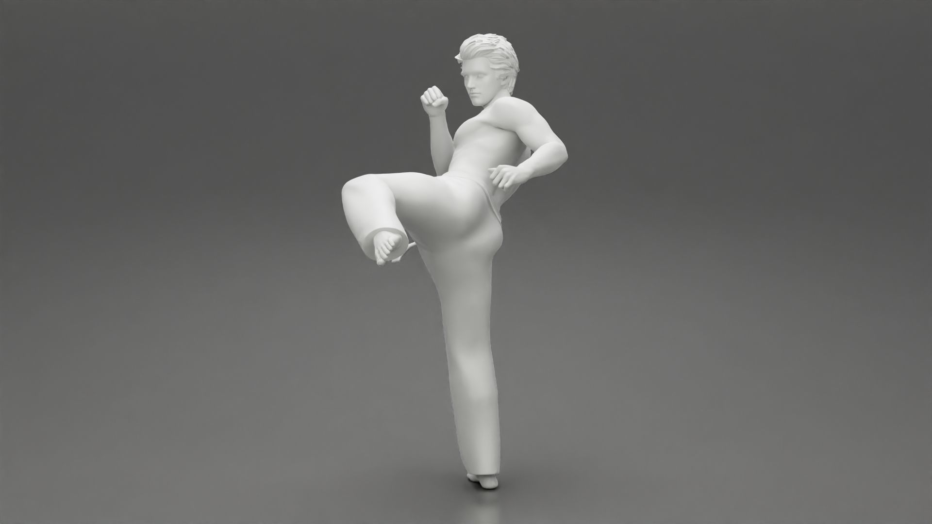 Karate man in a red belt 3D print model_10