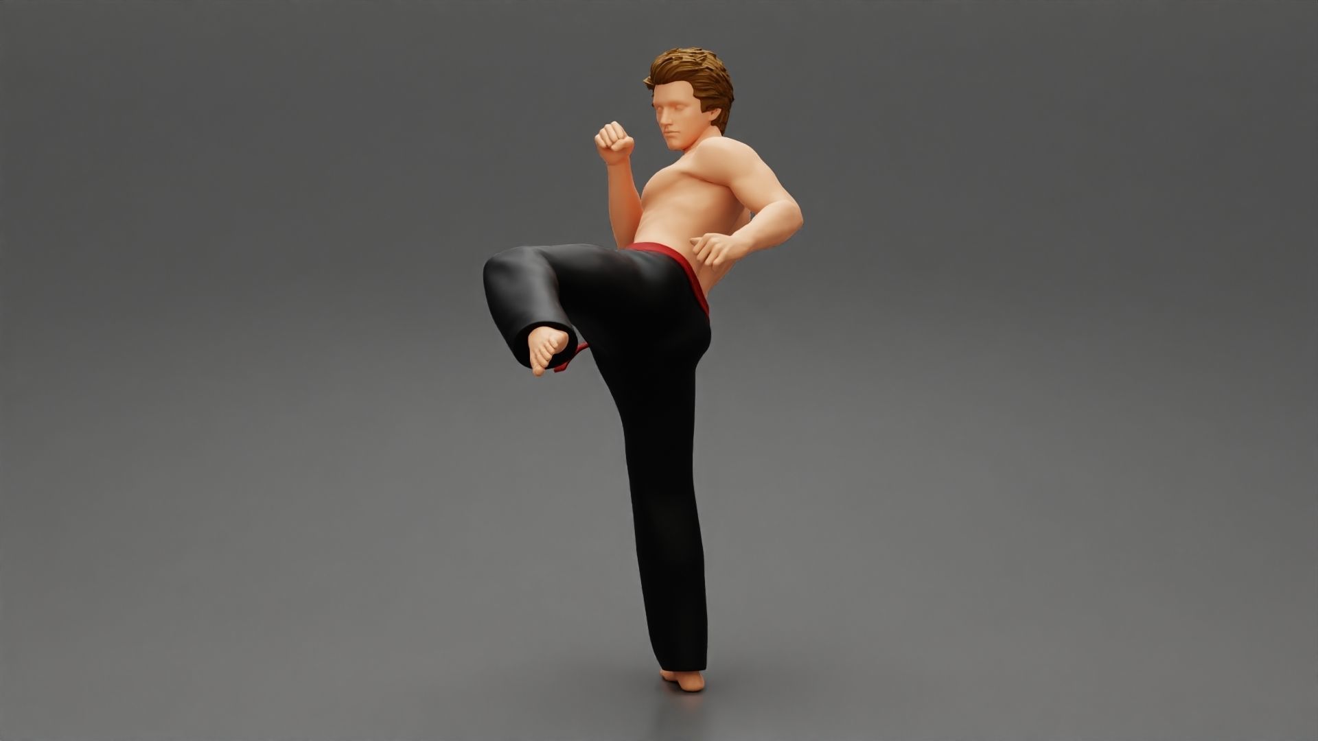 Karate man in a red belt 3D print model_4
