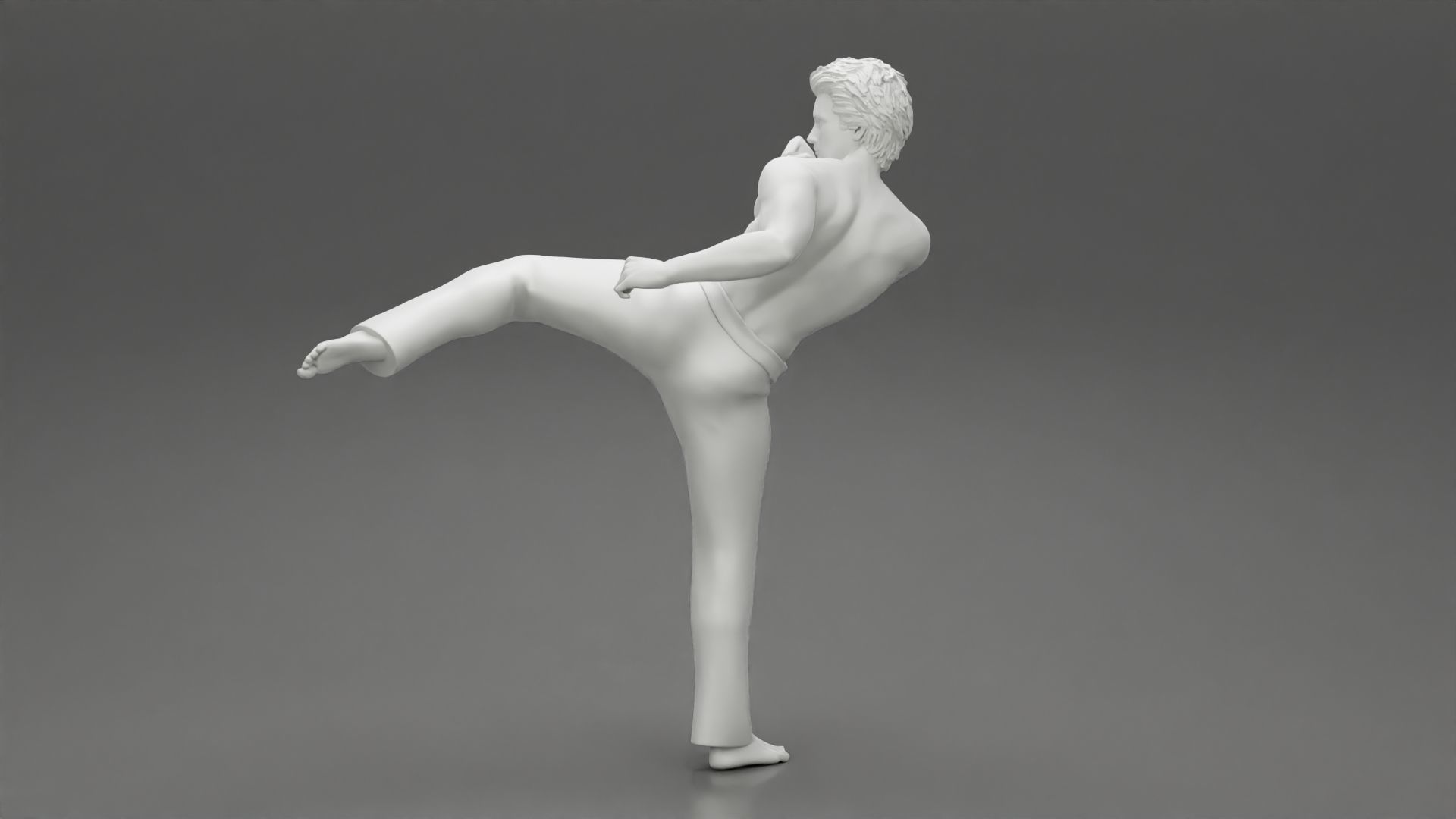 Karate man in a red belt 3D print model_9