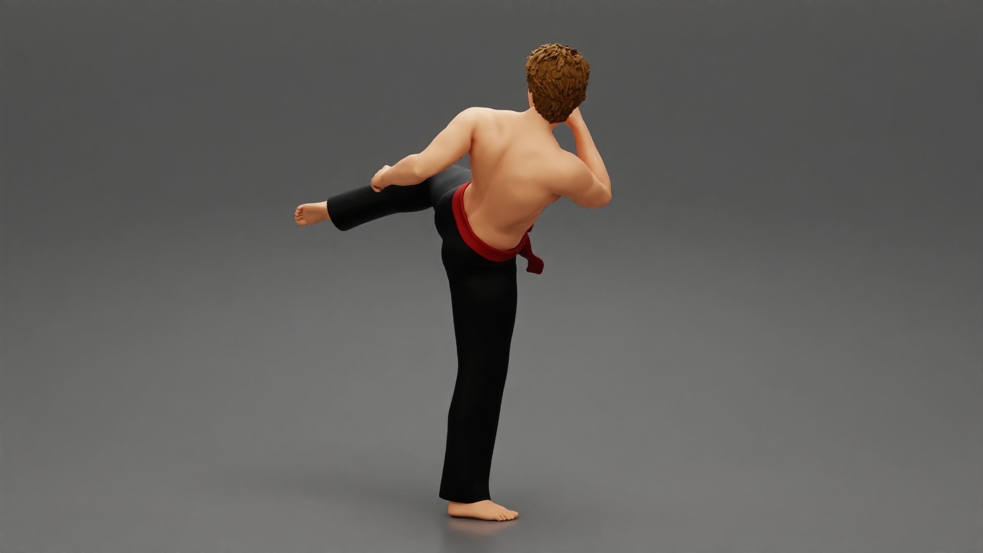 Karate man in a red belt 3D print model_2