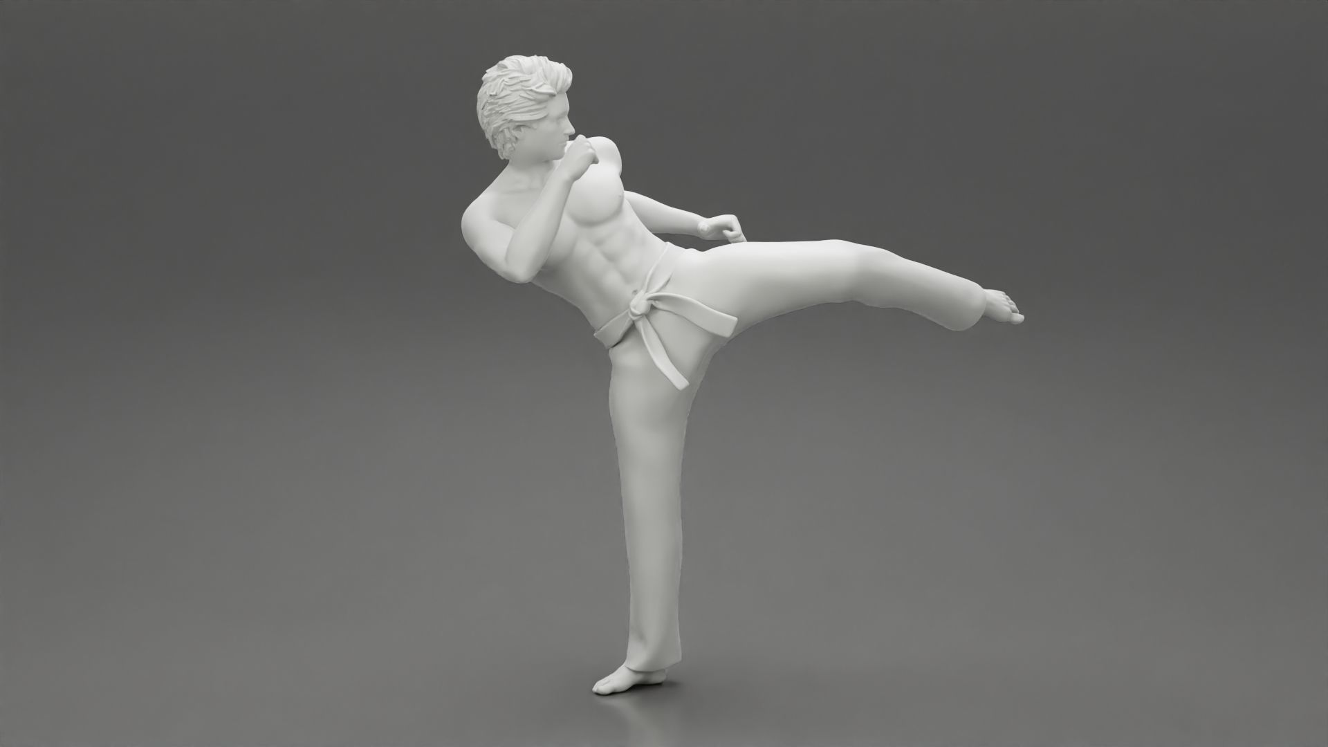 Karate man in a red belt 3D print model_6