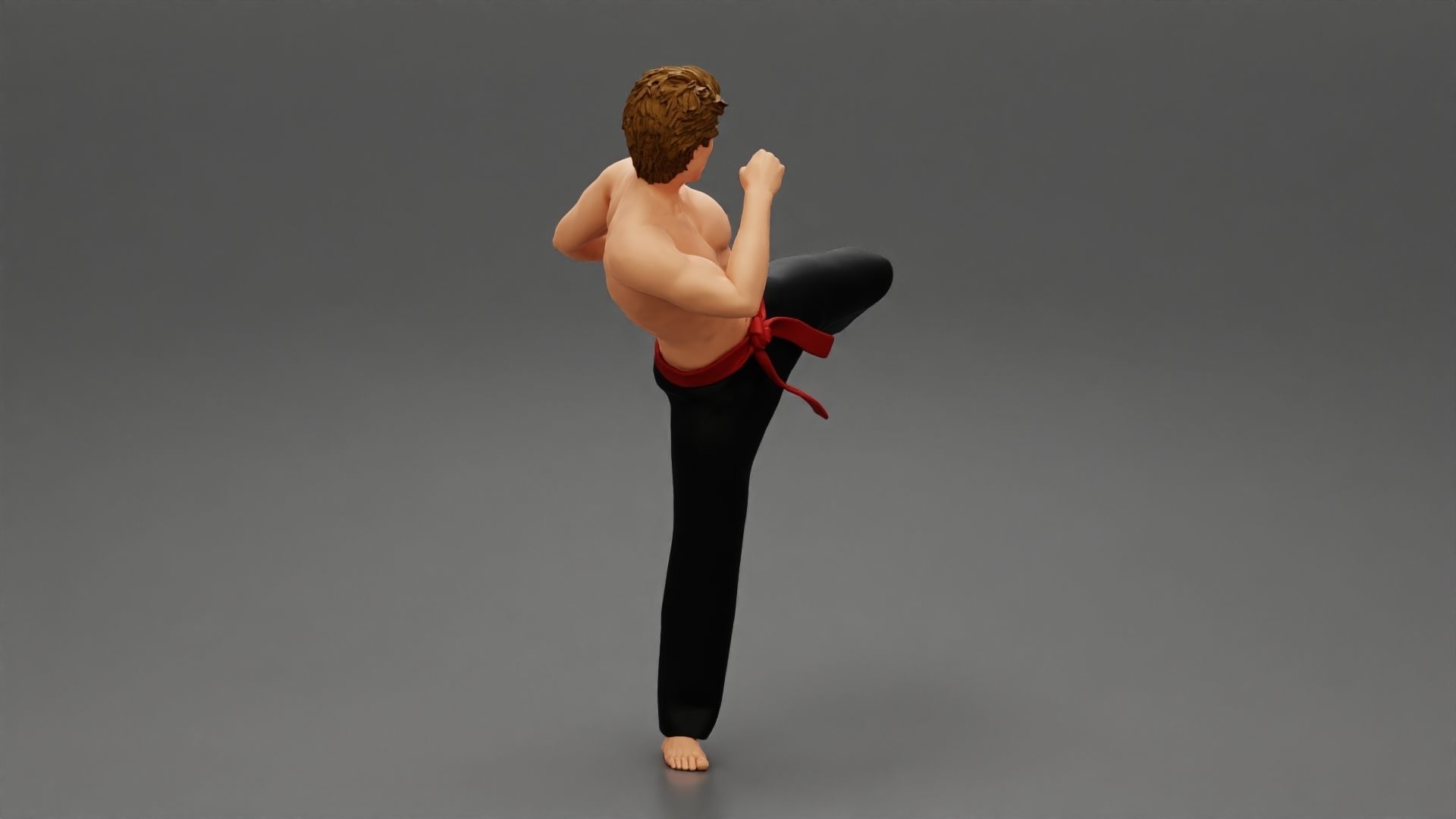 Karate man in a red belt 3D print model_1