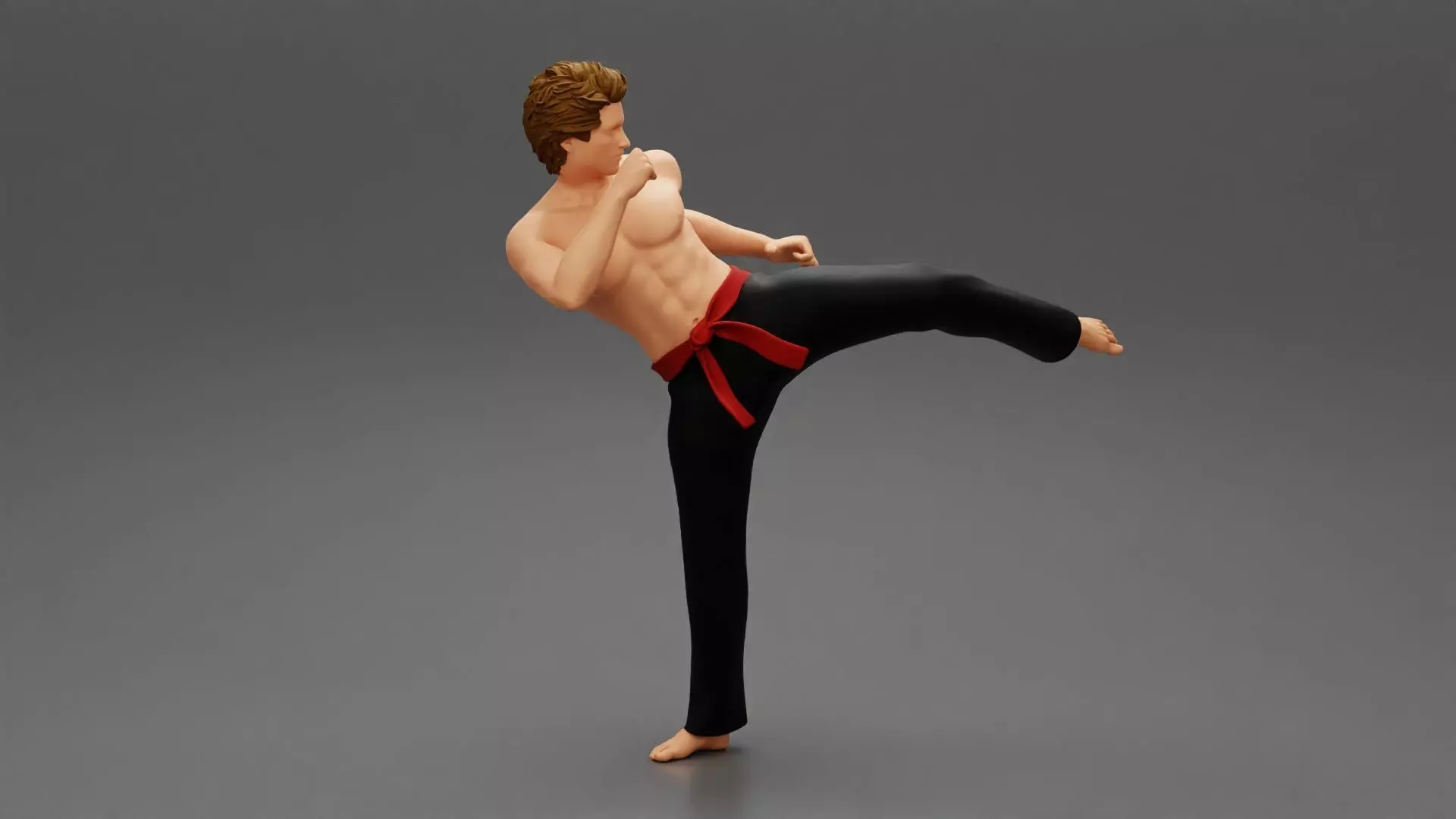 Karate man in a red belt 3D print model_0