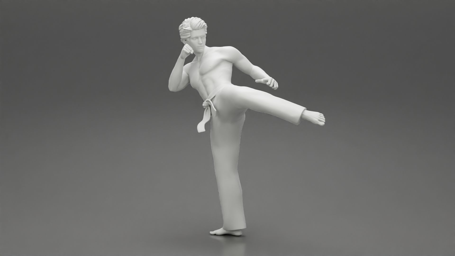 Karate man in a red belt 3D print model_11