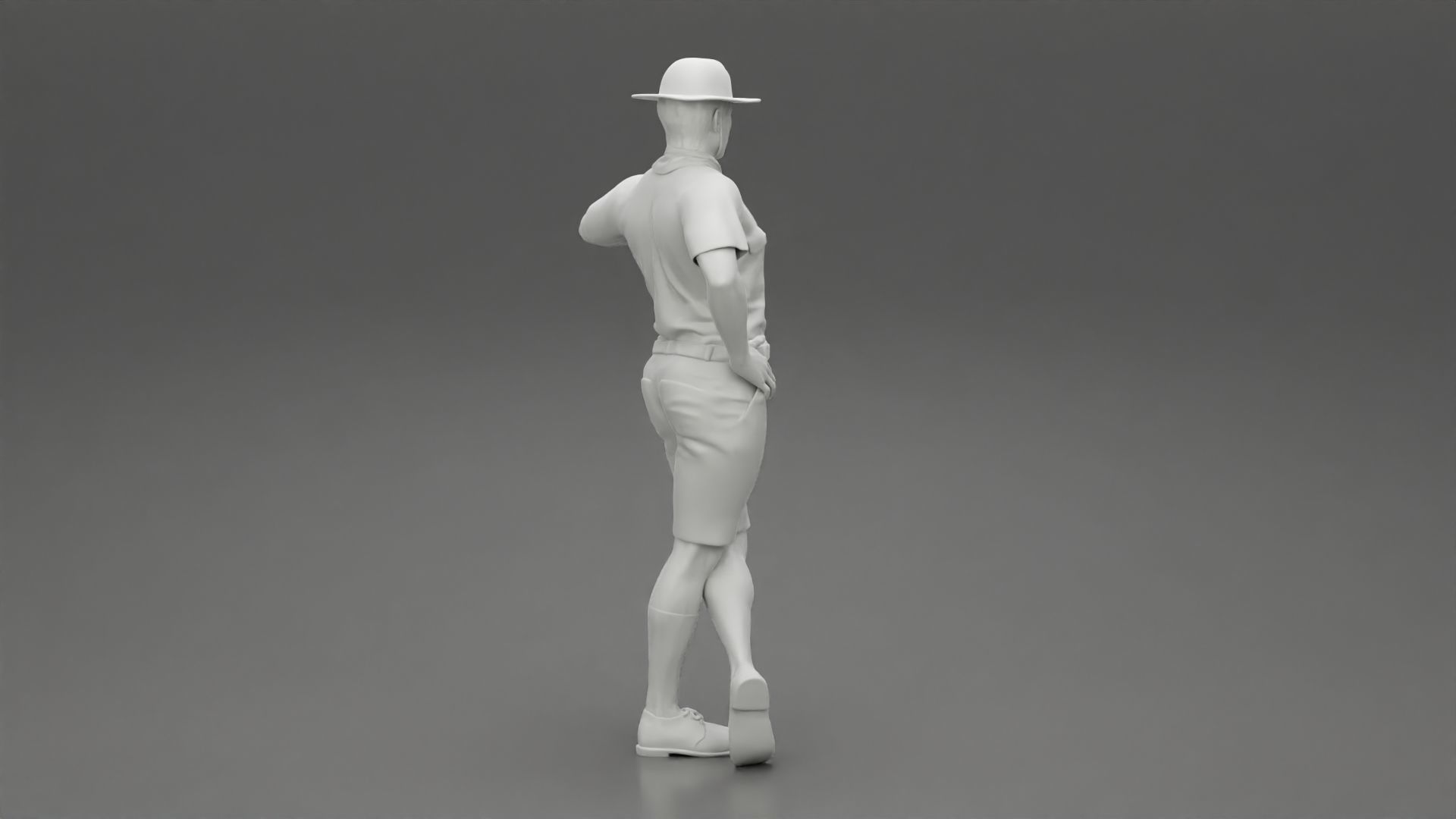 Boy scout standing at scout camp during their summer camp 3D print model_8