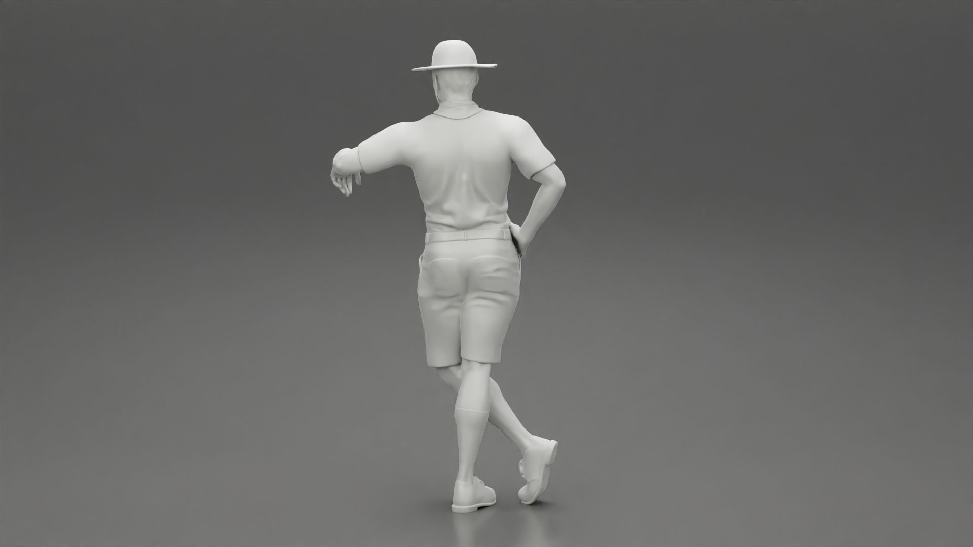 Boy scout standing at scout camp during their summer camp 3D print model_9