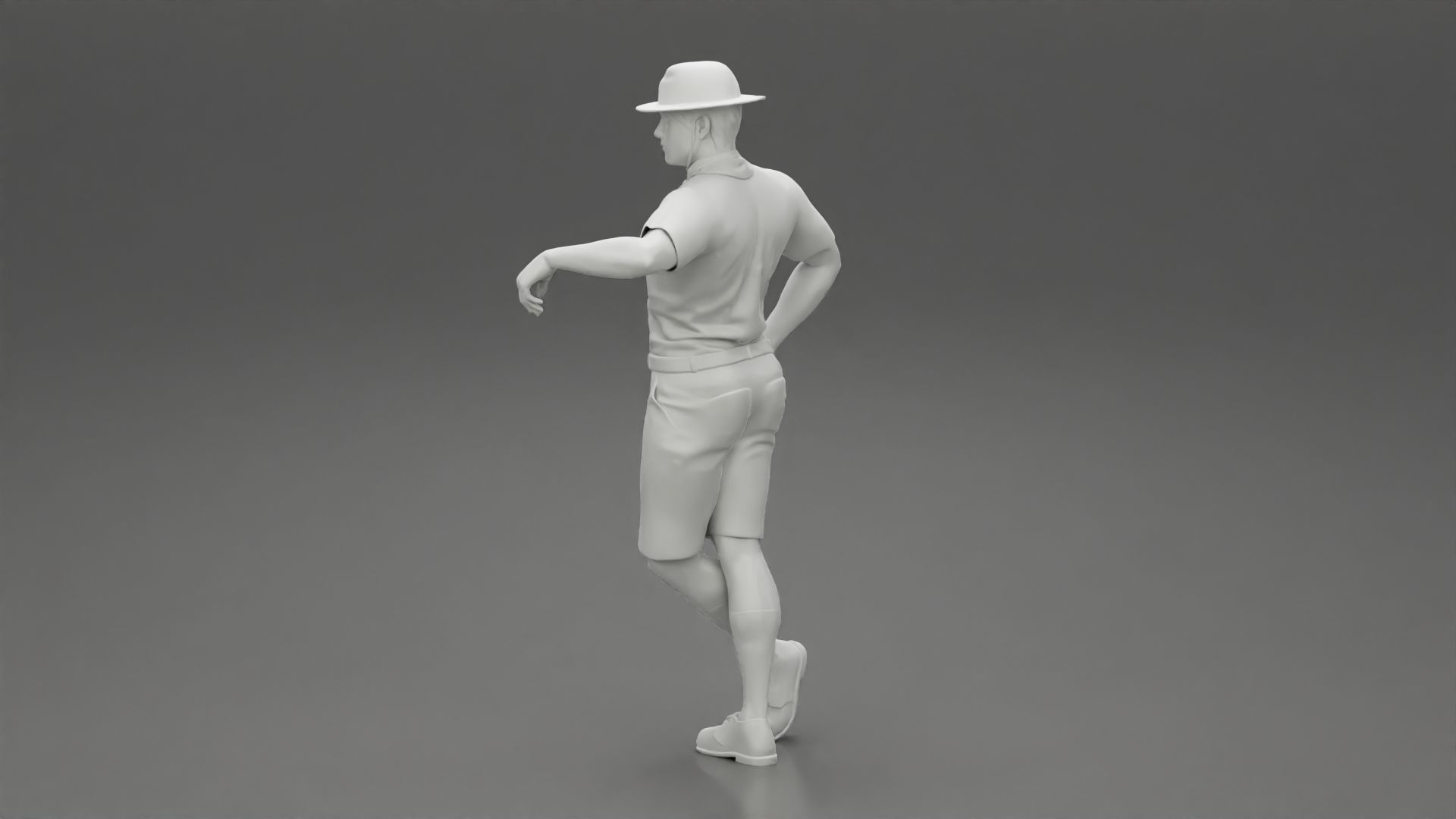 Boy scout standing at scout camp during their summer camp 3D print model_10