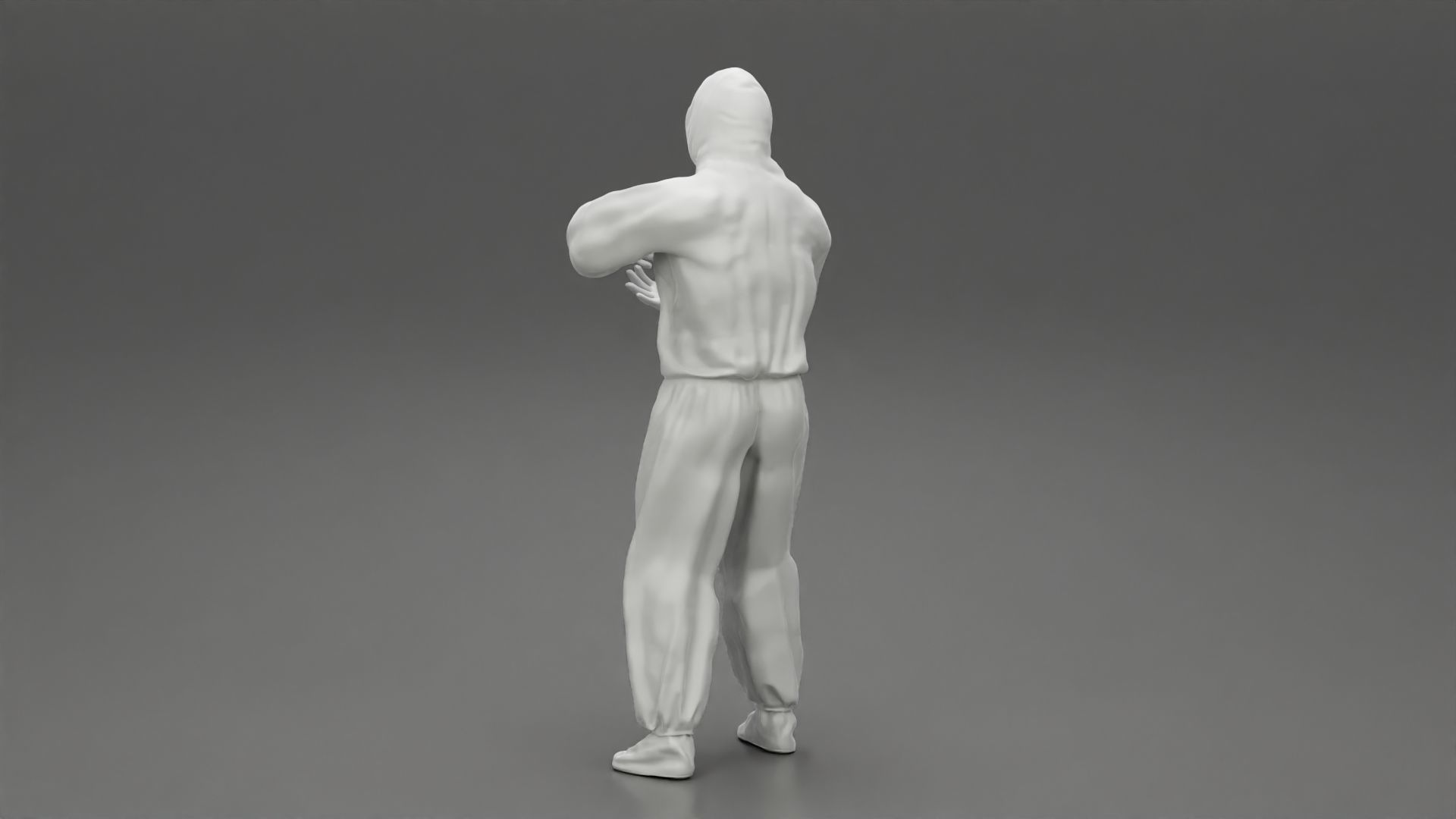 man wearing antivirus suit standing and carrying 3D print model_10