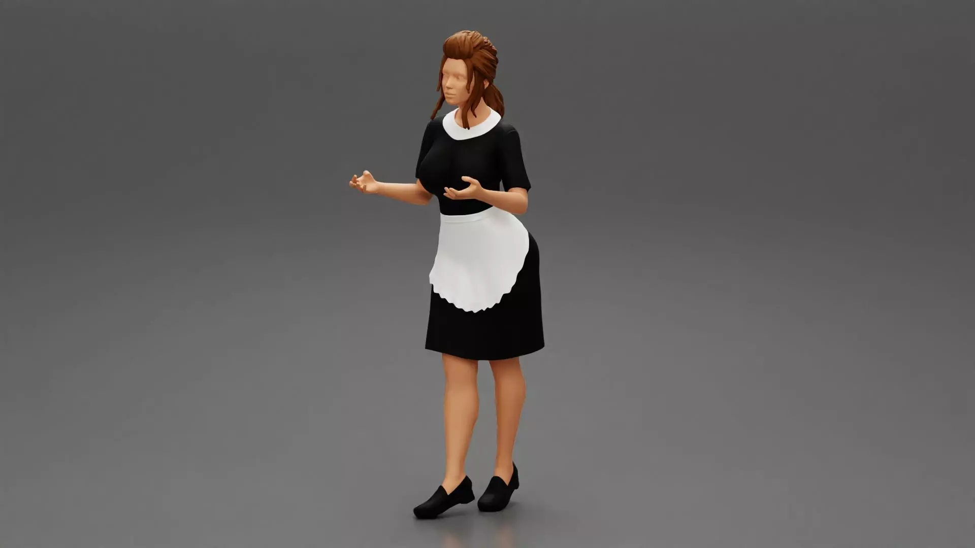 Maid woman carrying tray of Cupcakes 3D print model