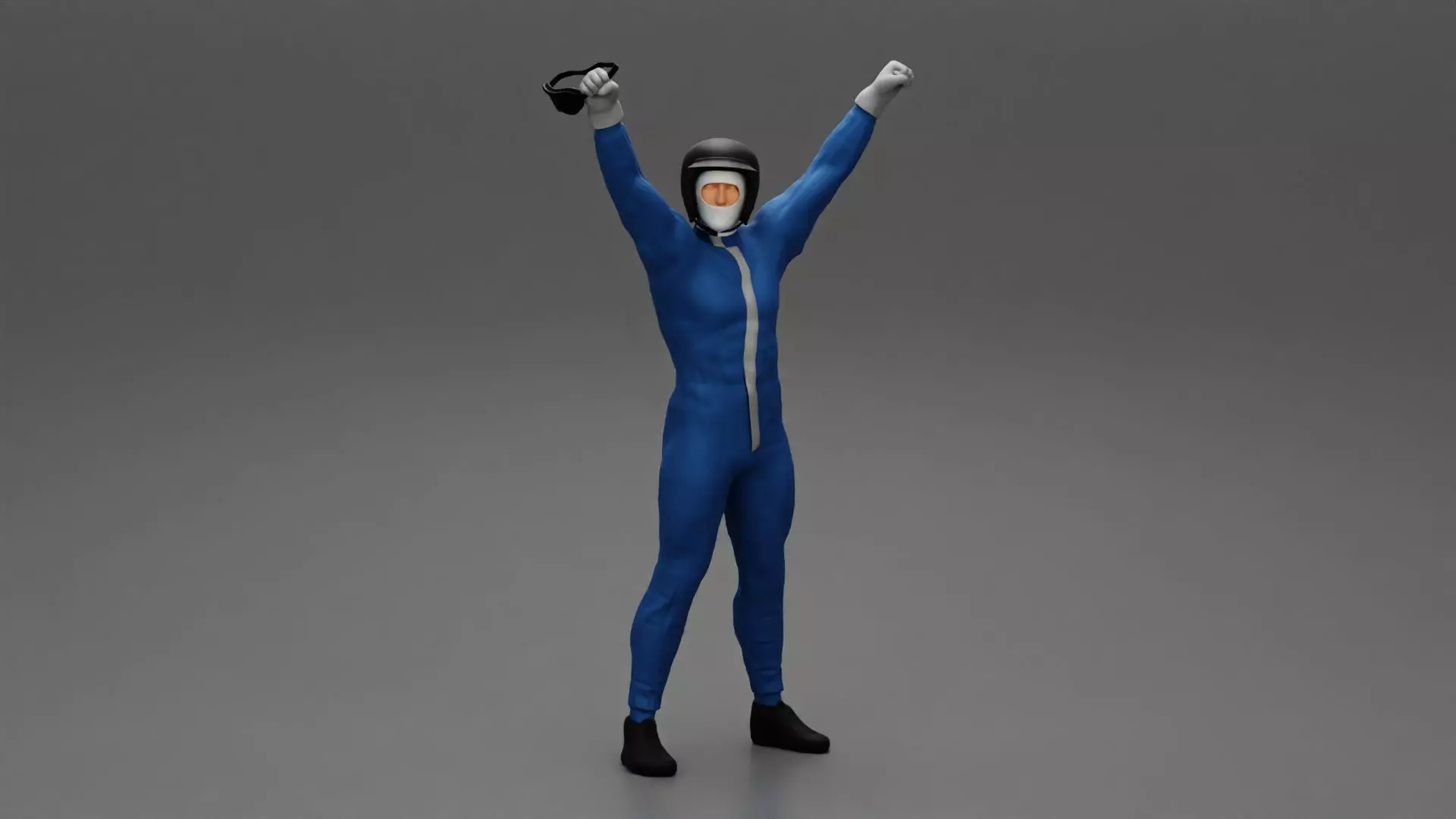 winning racing driver Celebrates his victory holding glasses 3D print model