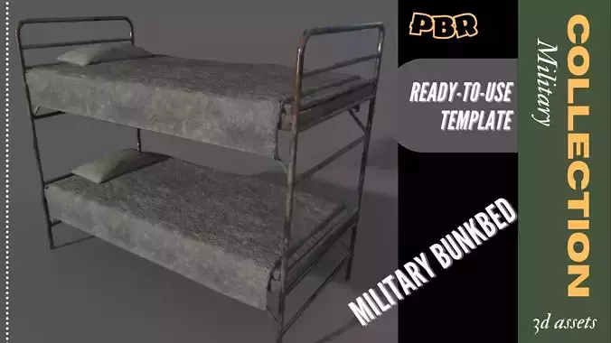 Military Bunkbed Modelo 3D Low-poly Low-poly 3D model