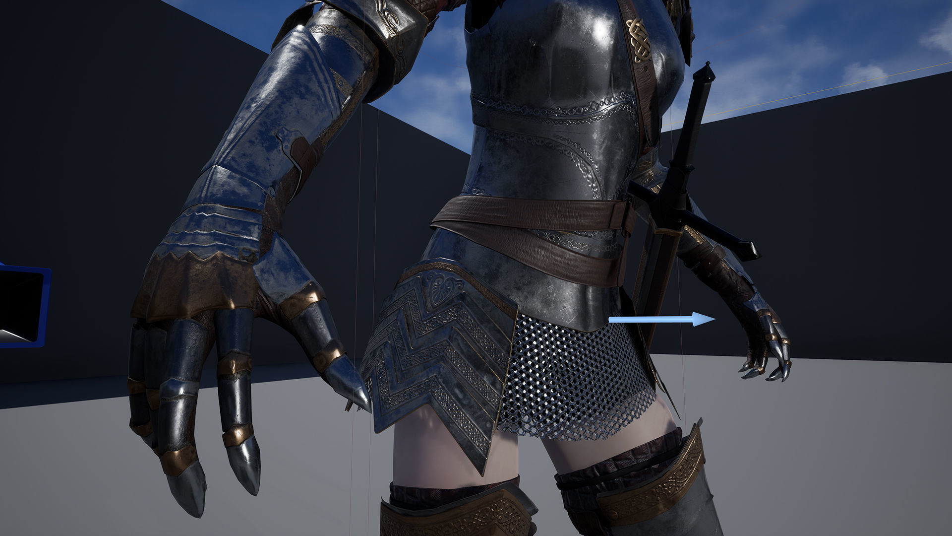 Female Knight Full Plate Gaming Unreal Engine Project Low-poly 3D model_17