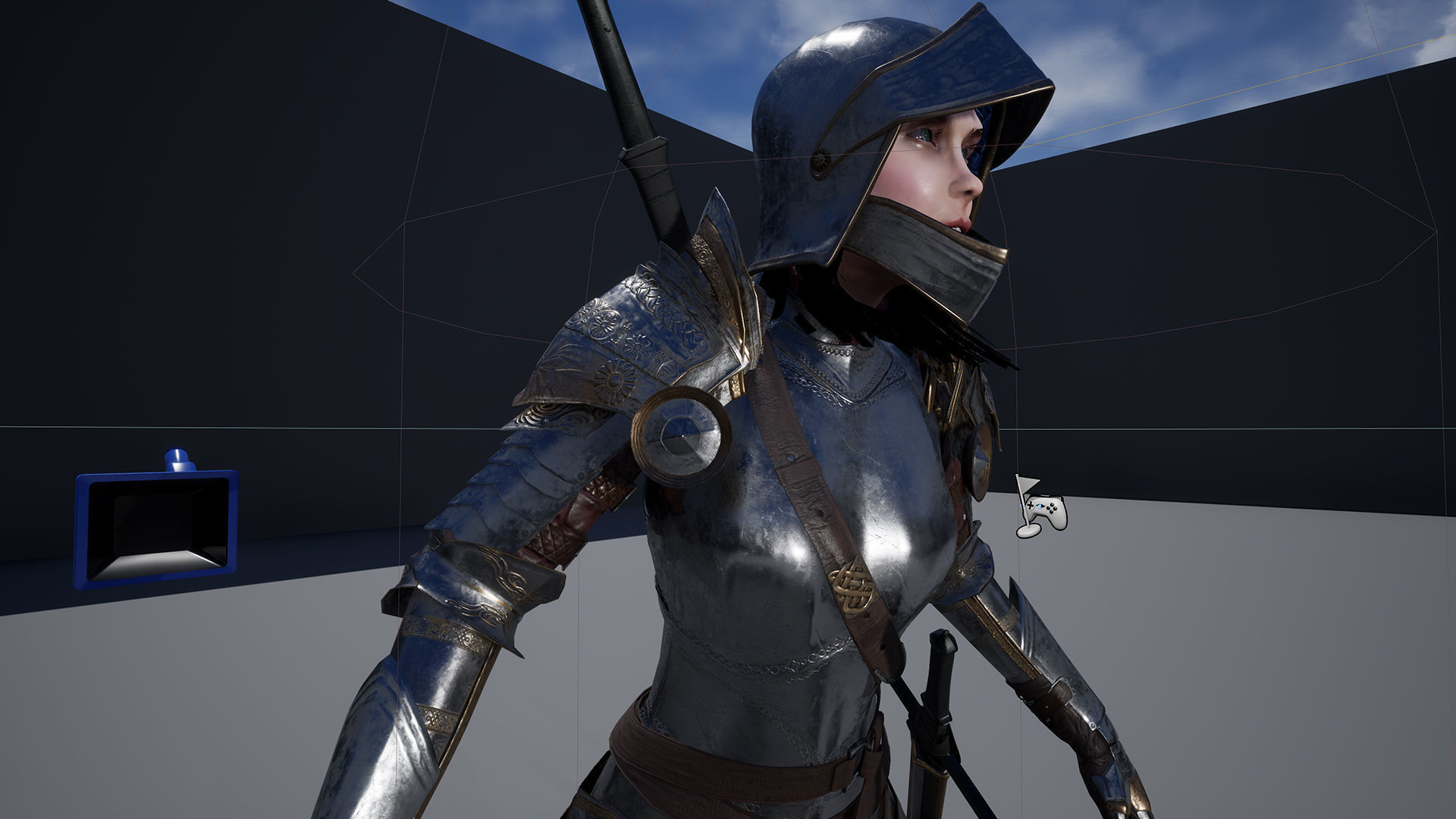 Female Knight Full Plate Gaming Unreal Engine Project Low-poly 3D model_16