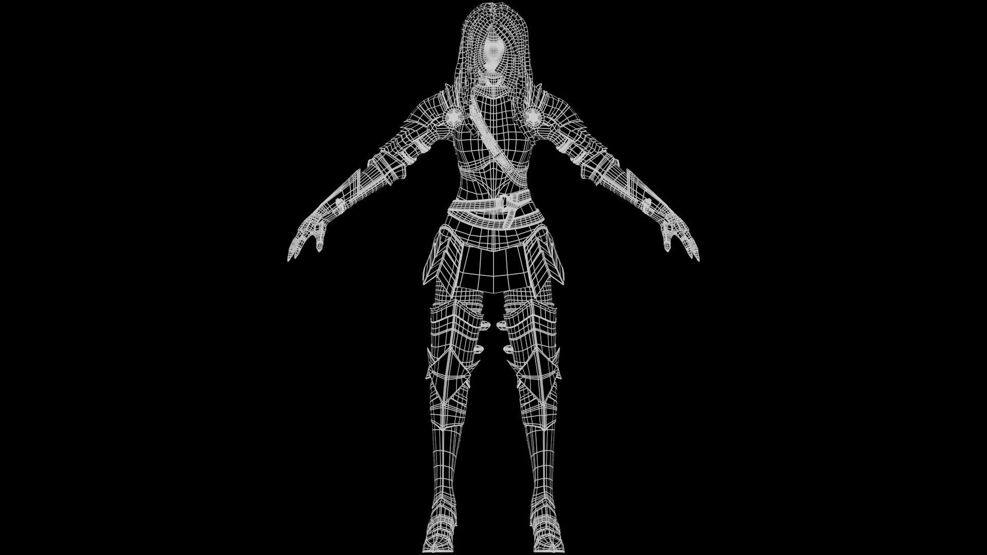 Female Knight Full Plate Gaming Unreal Engine Project Low-poly 3D model_31