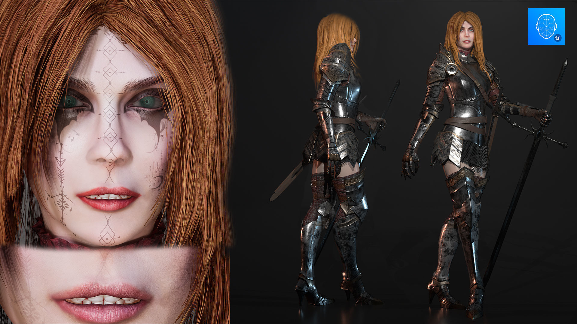 Female Knight Full Plate Gaming Unreal Engine Project Low-poly 3D model_3