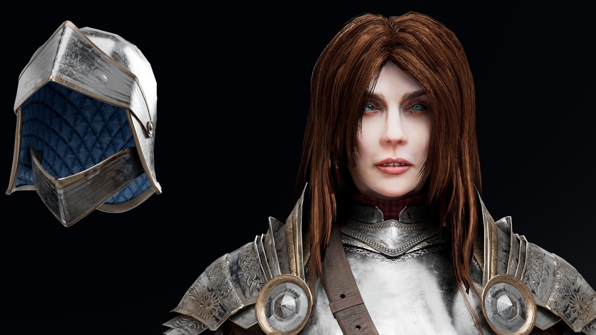 Female Knight Full Plate Gaming Unreal Engine Project Low-poly 3D model_11