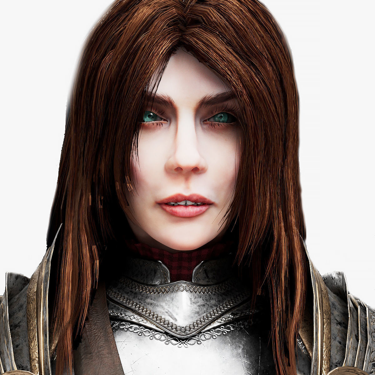 Female Knight Full Plate Gaming Unreal Engine Project Low-poly 3D model_4