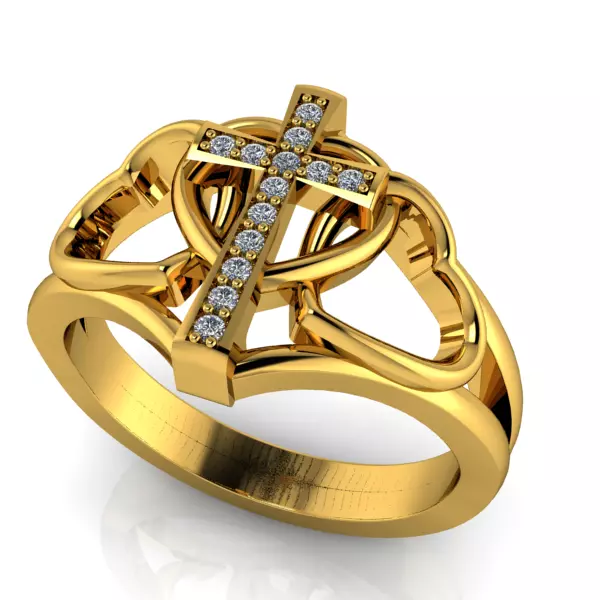 Religious Hearts cross ring 3D print model