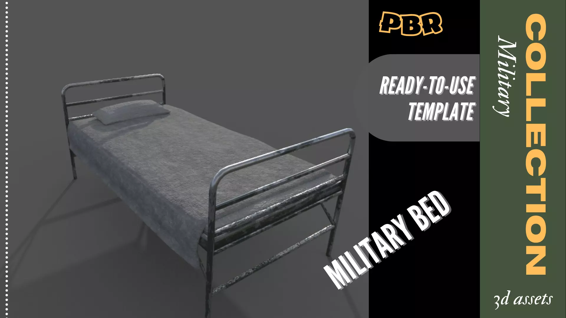 Military bed Modelo 3D Low-poly Low-poly 3D model_0