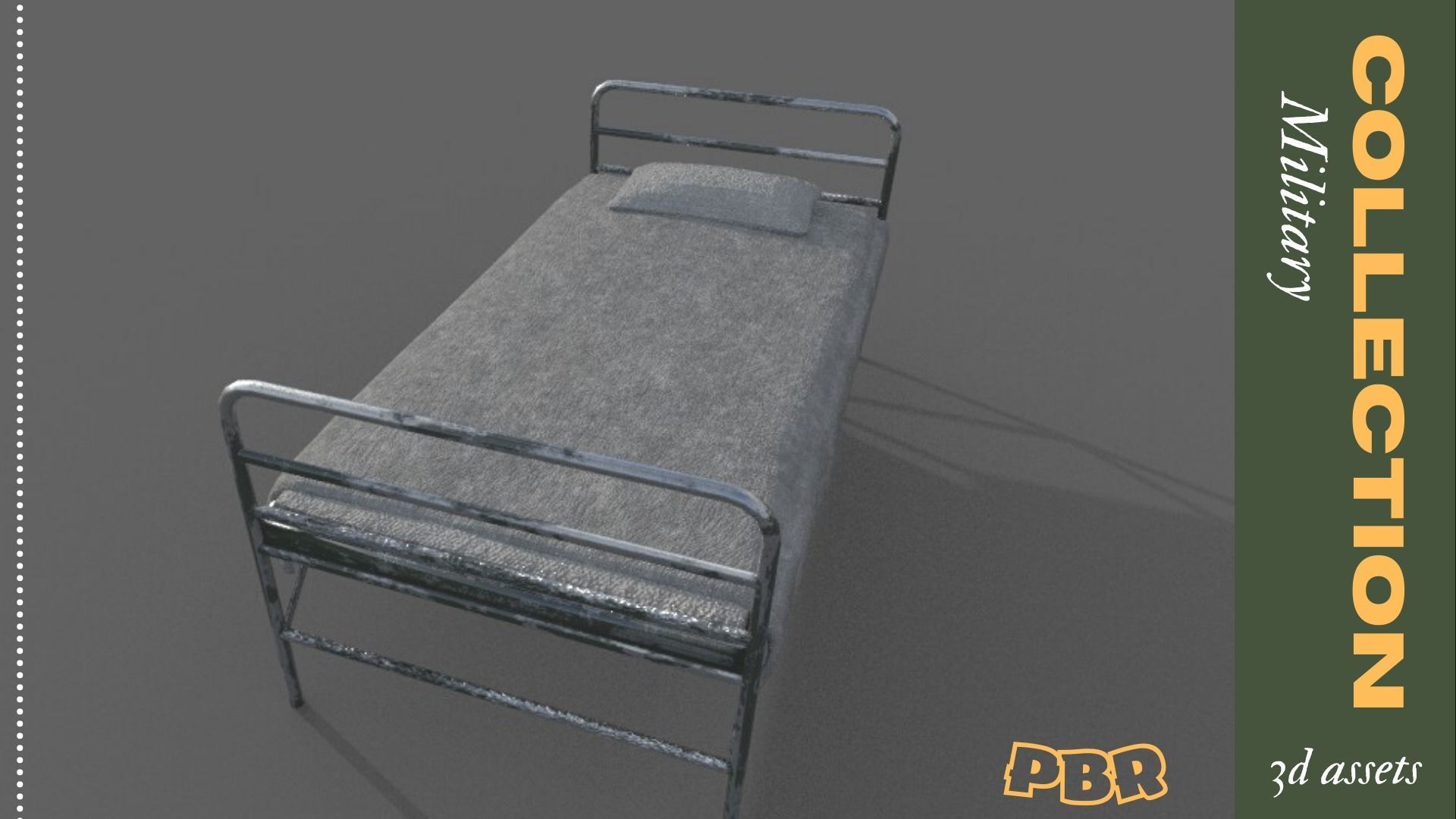 Military bed Modelo 3D Low-poly Low-poly 3D model_4