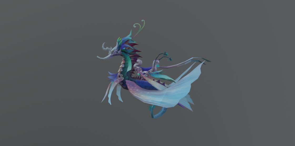 Sea Horse Fantasy Monster Low-poly 3D model_4