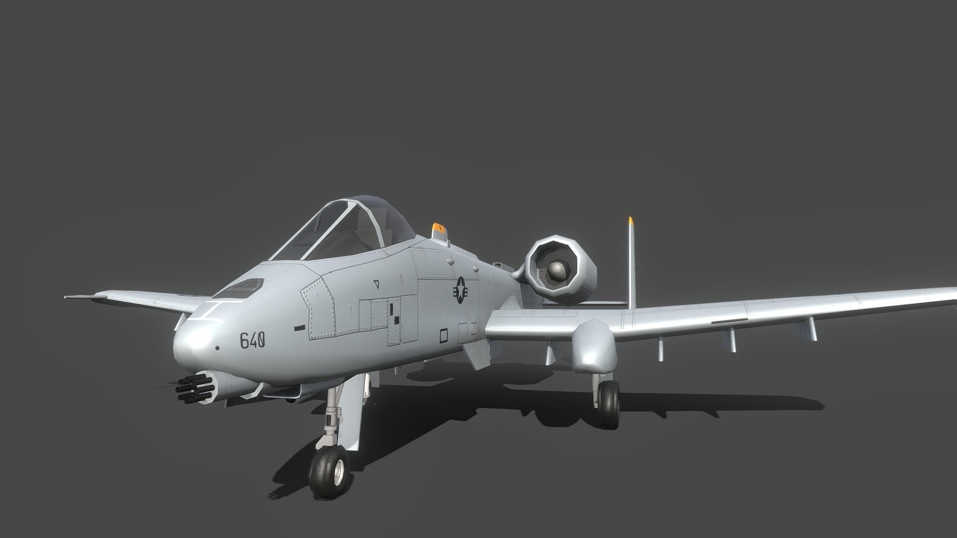 A10 Thunderbolt Low-poly 3D model_9