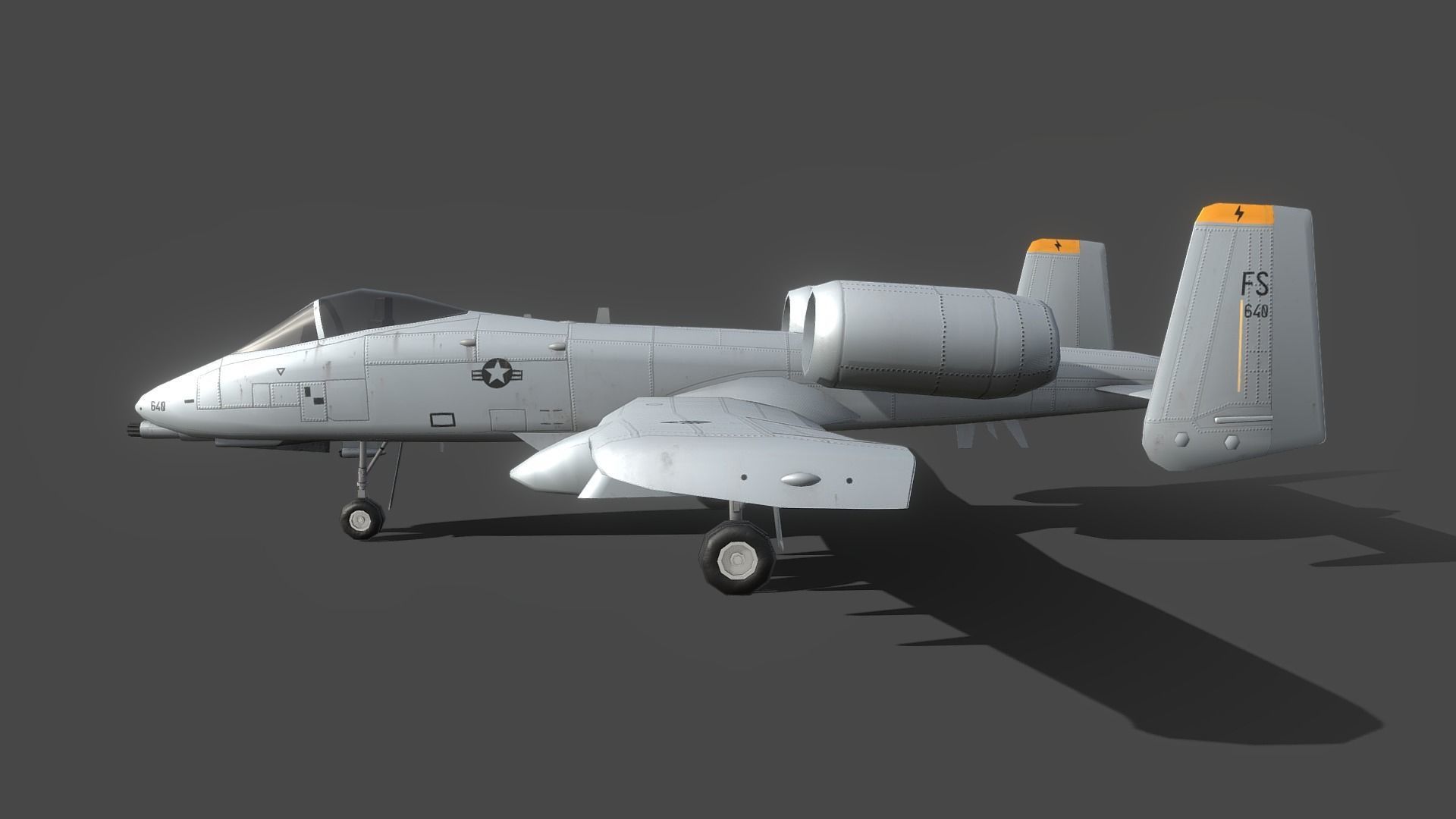 A10 Thunderbolt Low-poly 3D model_1