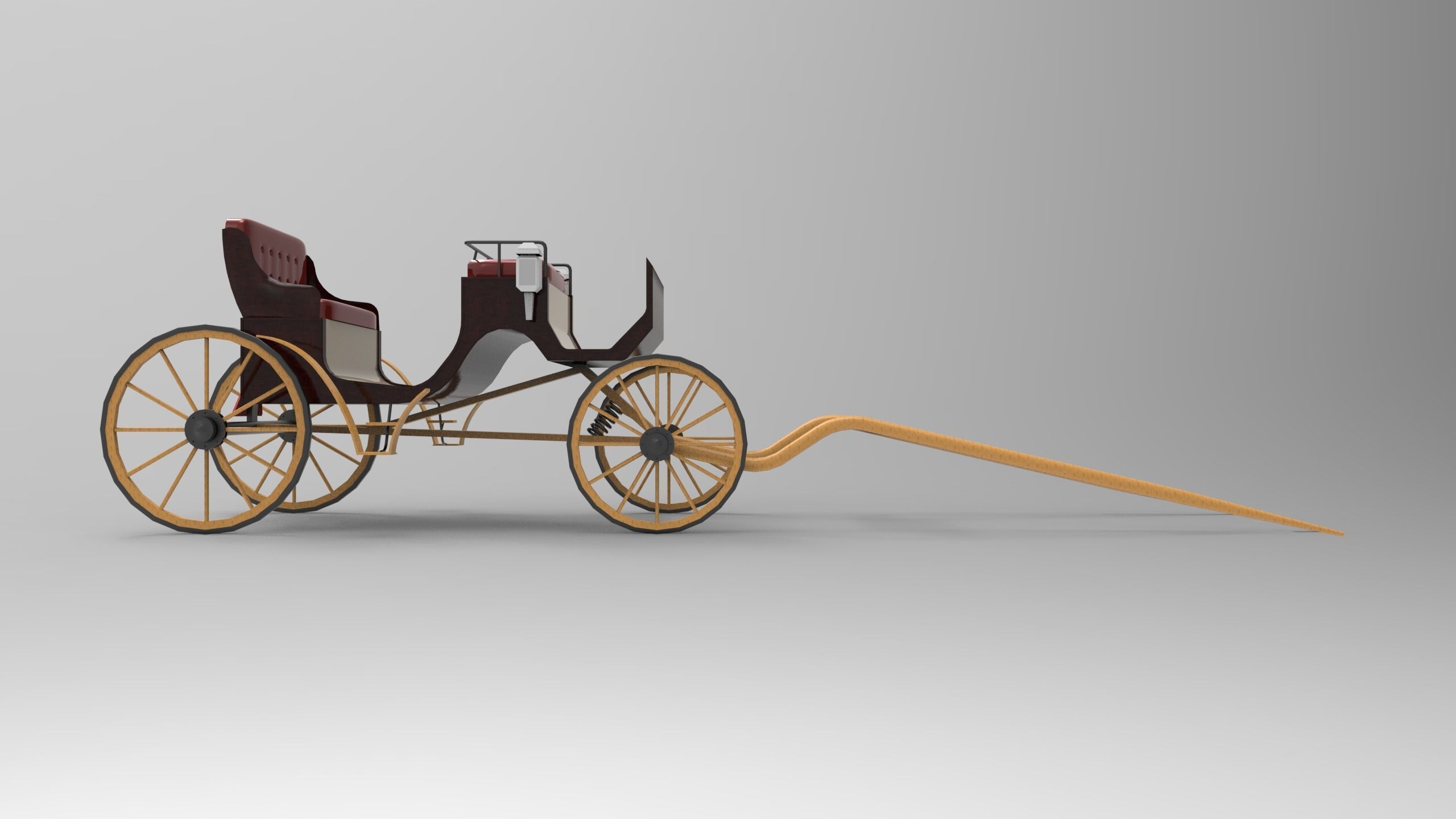 Carriage horse drawn 3D model_2
