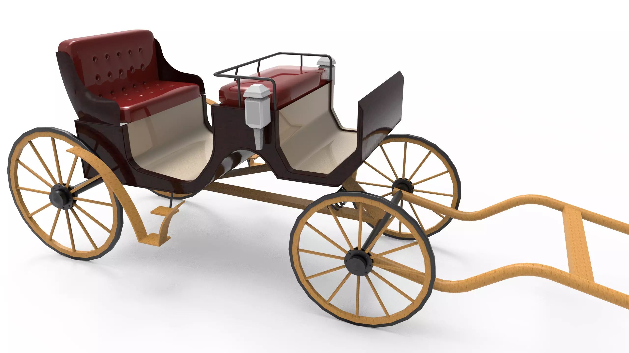 Carriage horse drawn 3D model_0