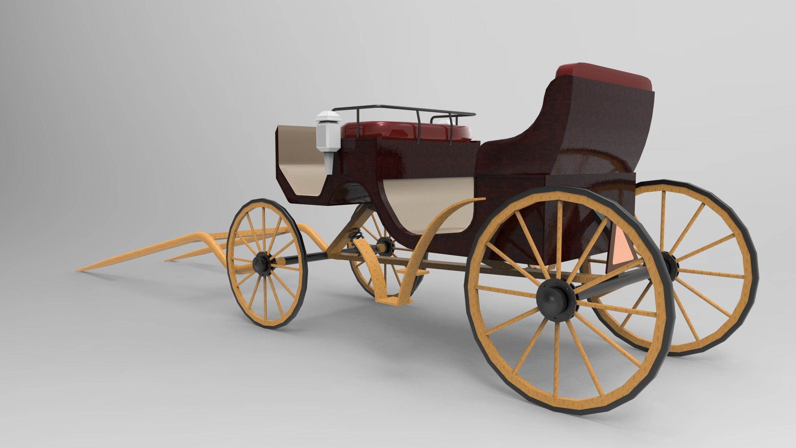 Carriage horse drawn 3D model_5