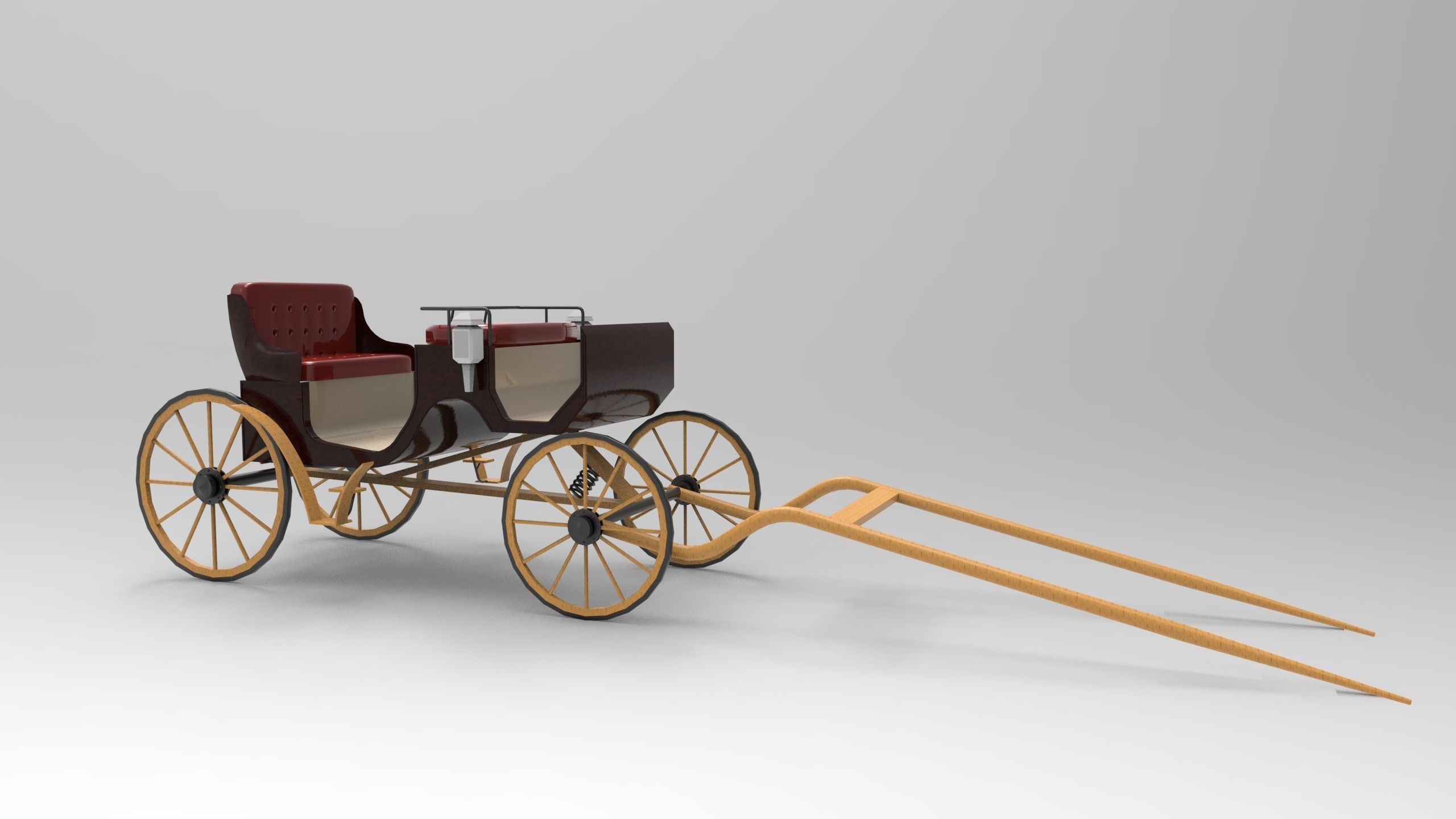 Carriage horse drawn 3D model_1