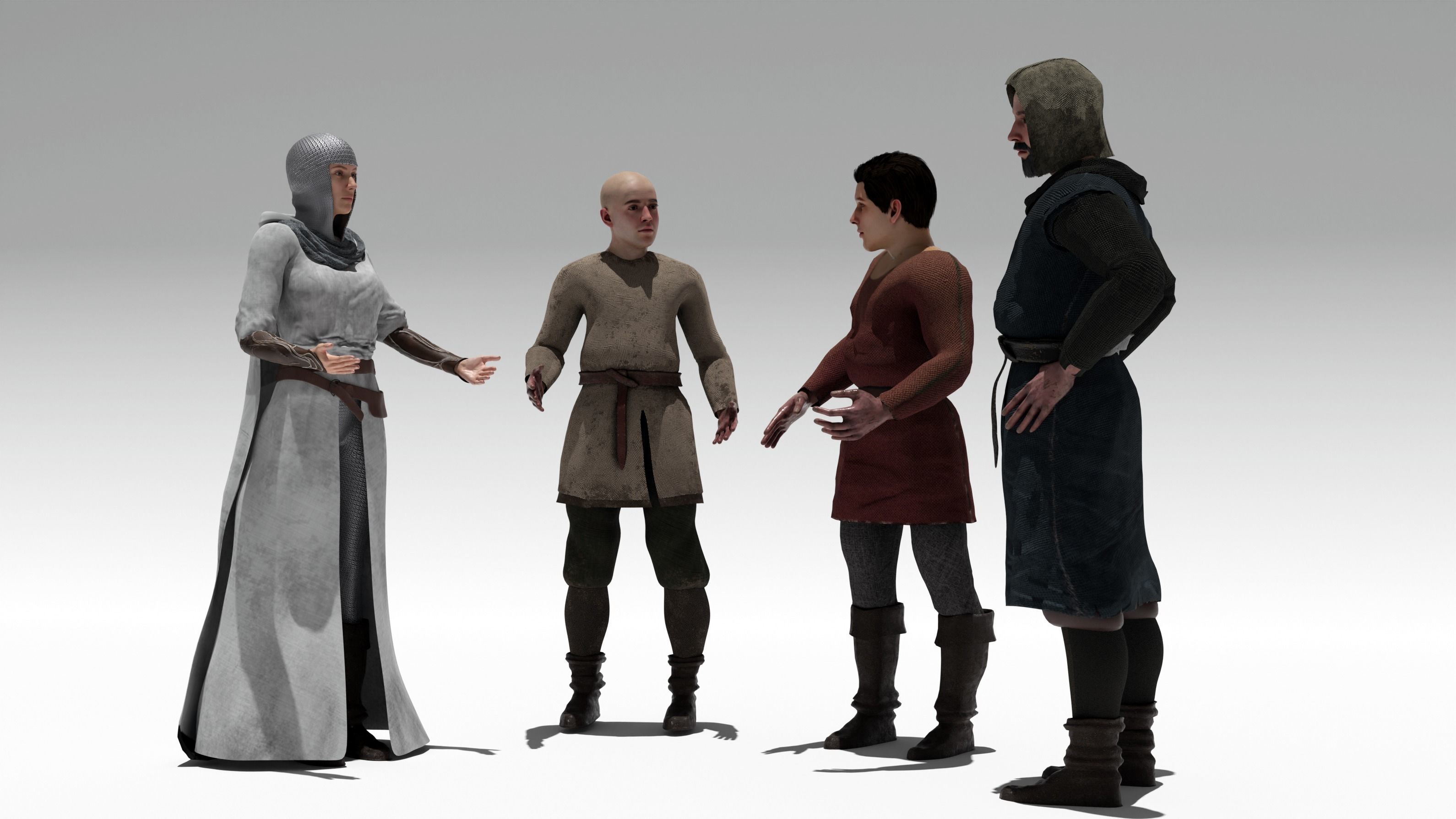 medieval human pack Low-poly 3D model_2