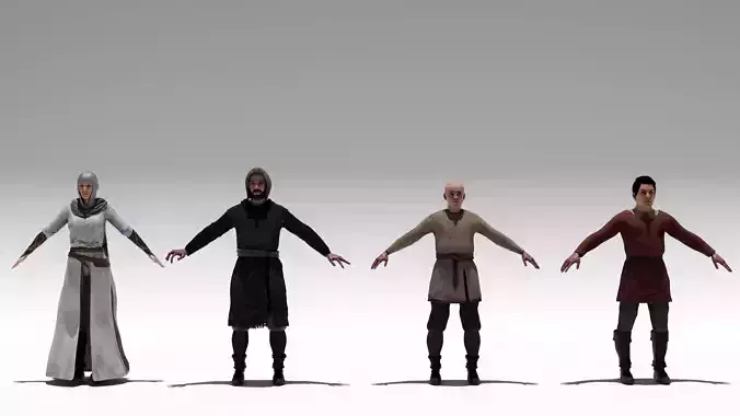 medieval human pack Low-poly 3D model
