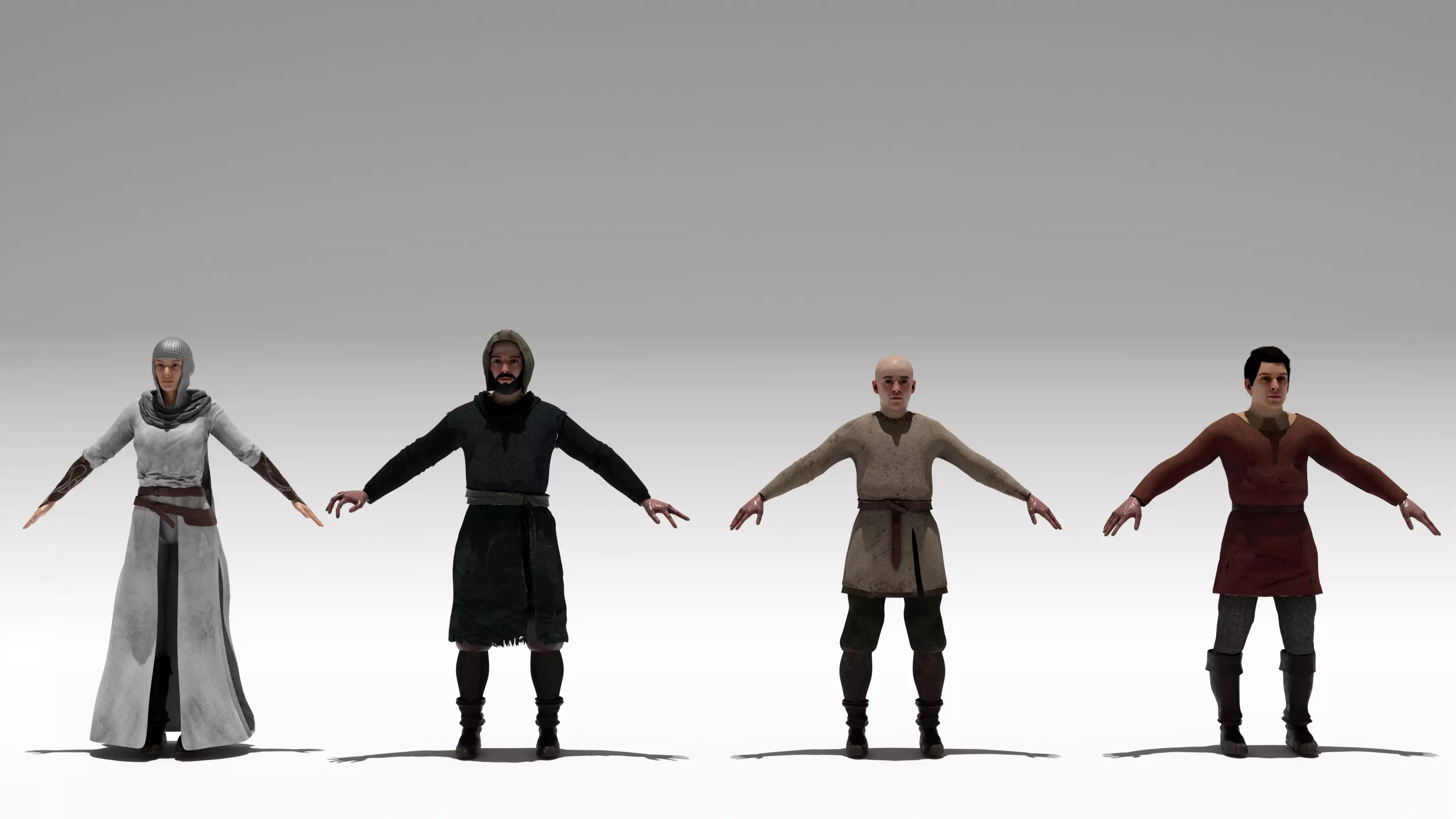 medieval human pack Low-poly 3D model_0