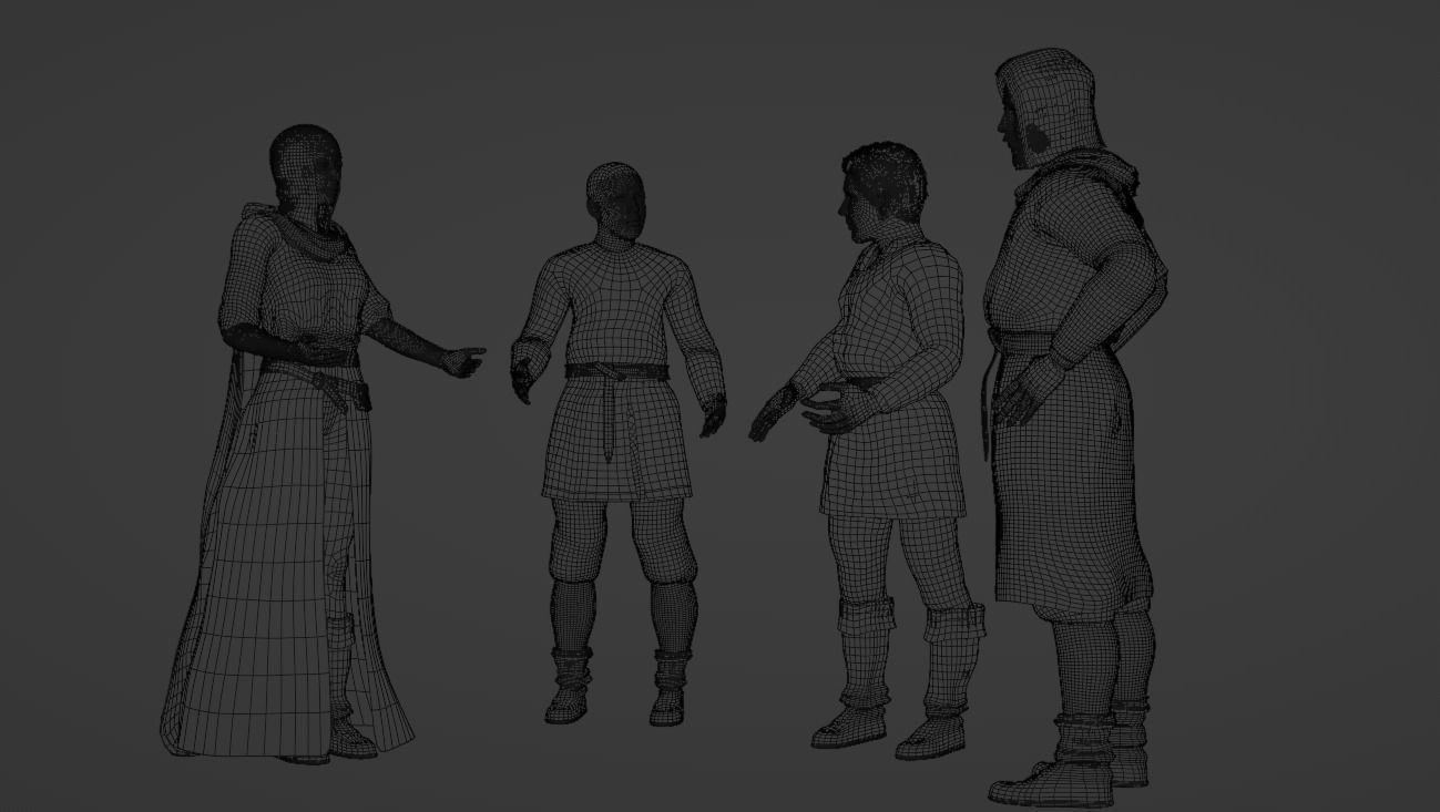 medieval human pack Low-poly 3D model_4