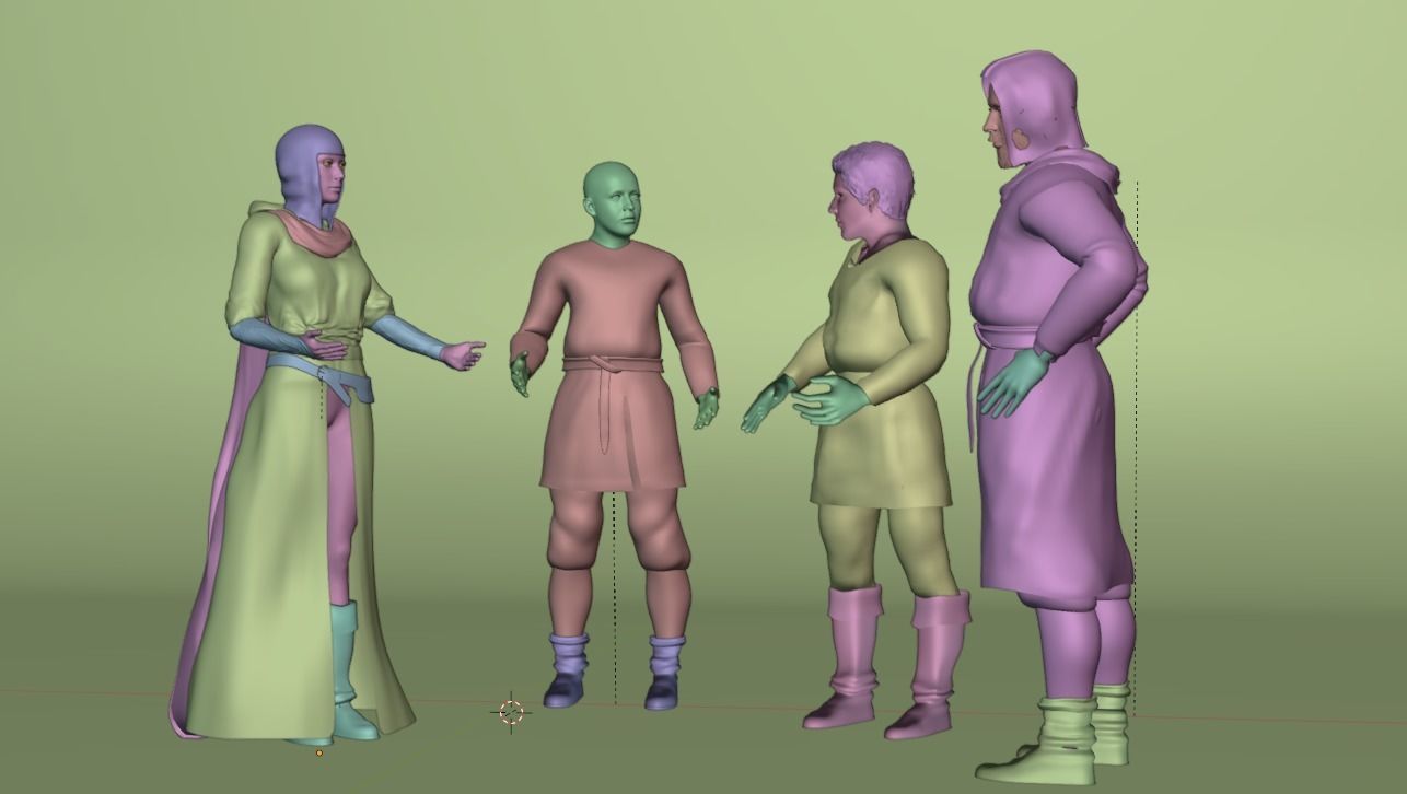 medieval human pack Low-poly 3D model_3