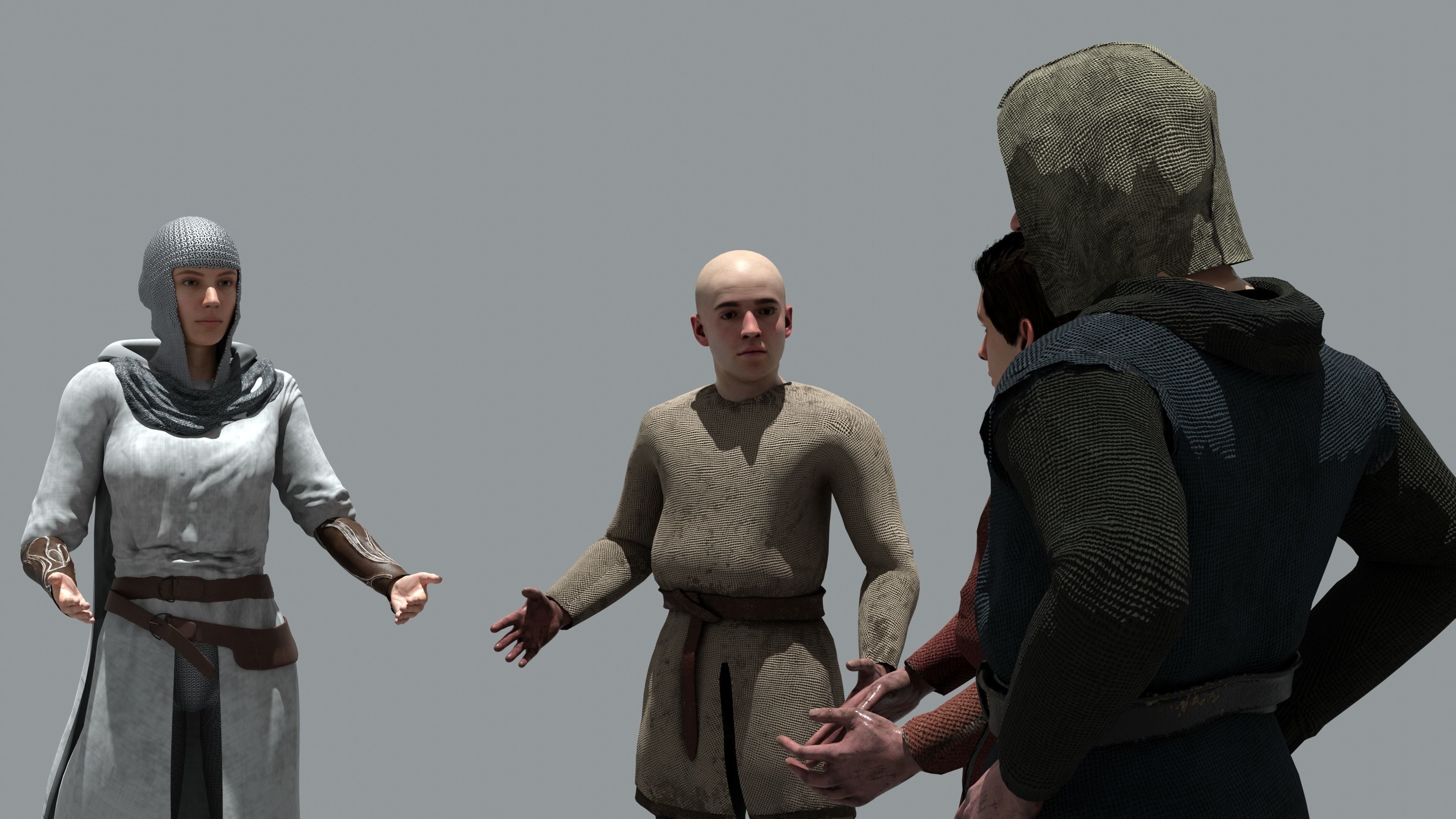 medieval human pack Low-poly 3D model_6