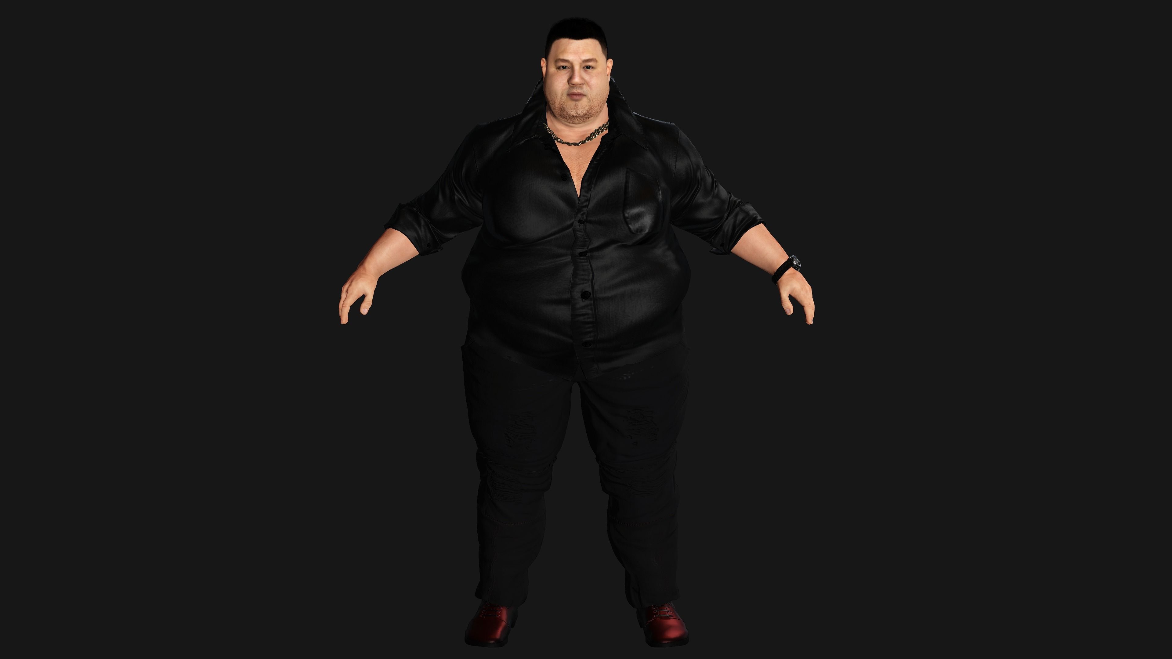 AAA 3D REALISTIC HUMAN MALE CHARACTER - ASIAN FAT BUSINESSMAN Low-poly 3D model_1