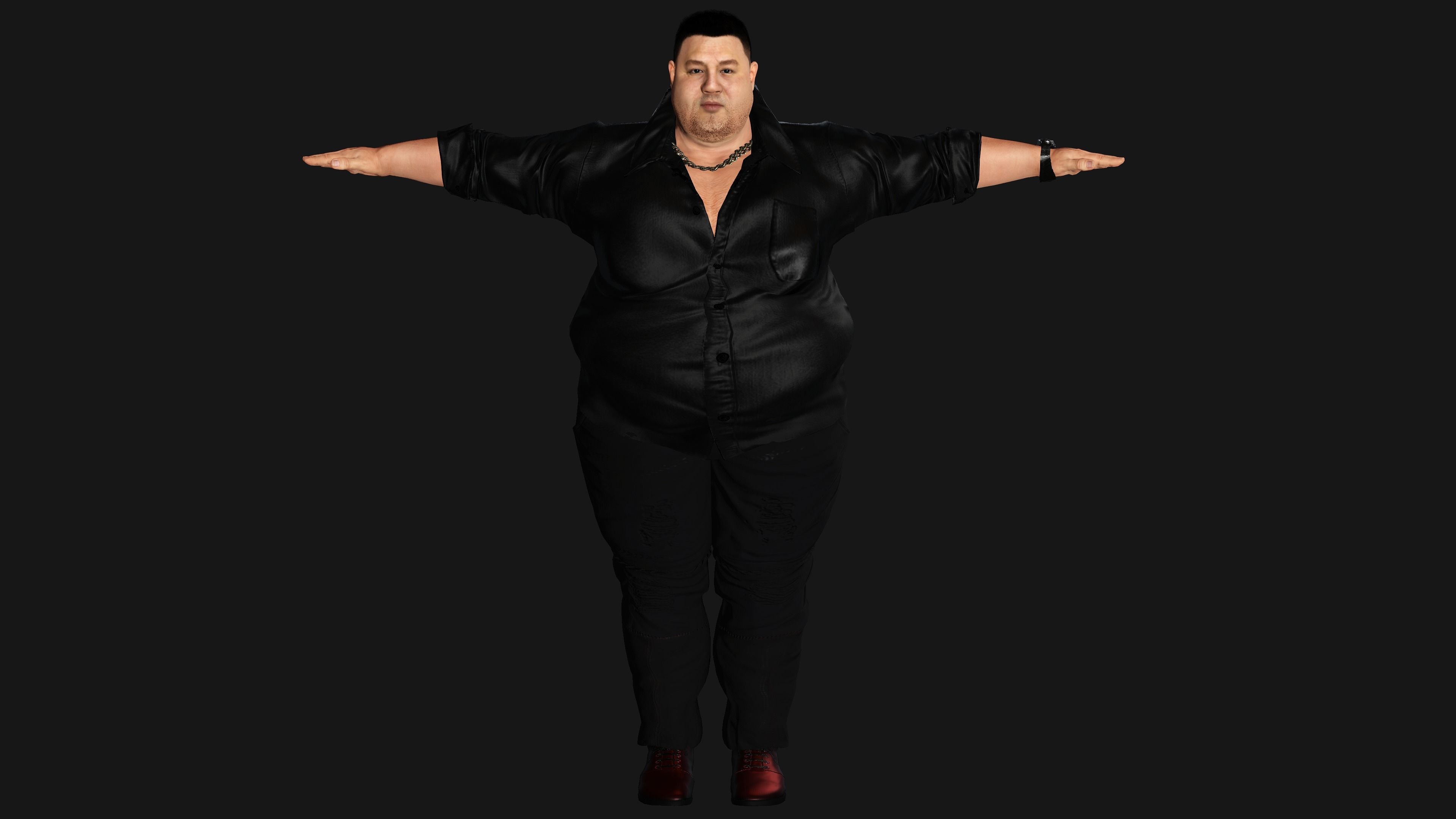 AAA 3D REALISTIC HUMAN MALE CHARACTER - ASIAN FAT BUSINESSMAN Low-poly 3D model_7