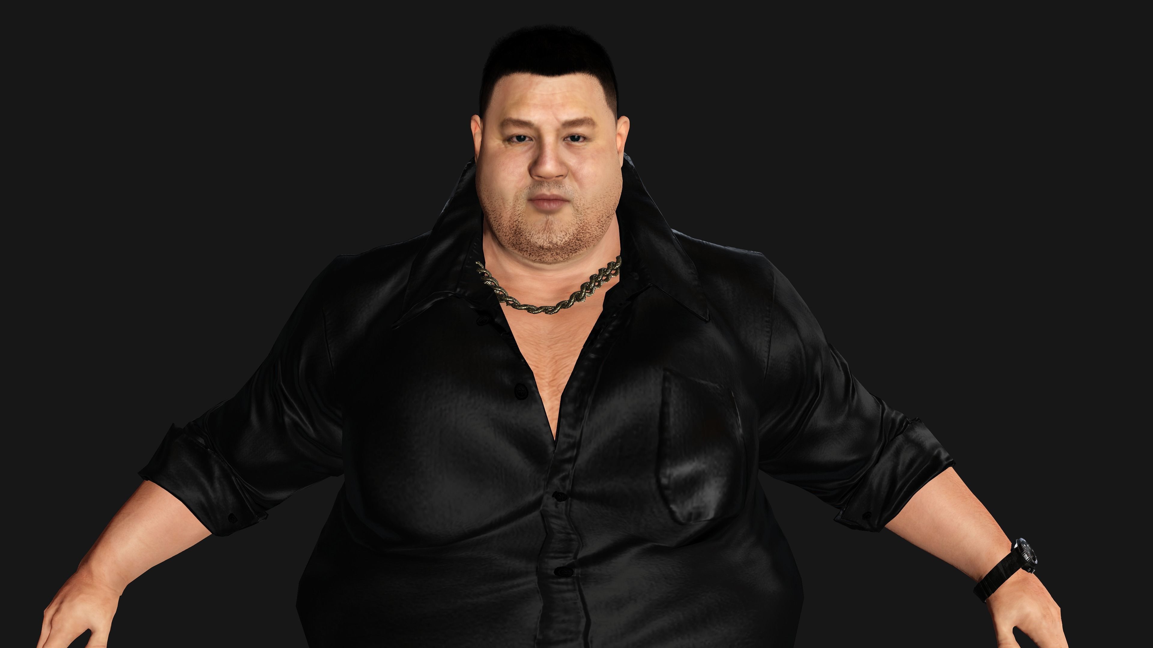 AAA 3D REALISTIC HUMAN MALE CHARACTER - ASIAN FAT BUSINESSMAN Low-poly 3D model_3