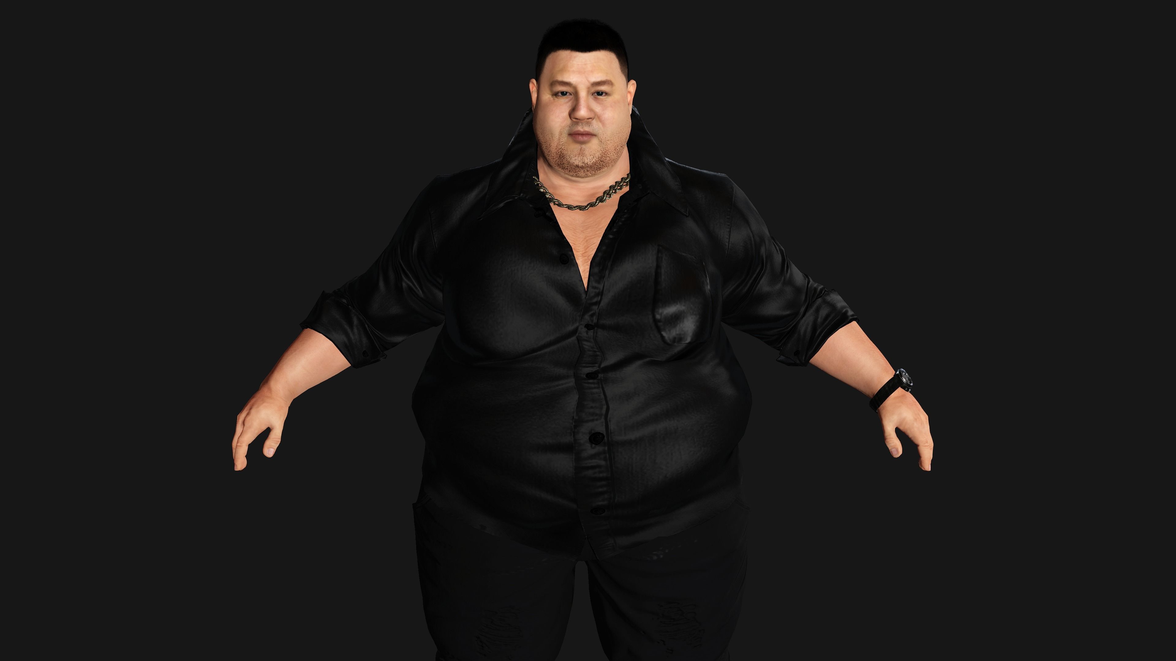 AAA 3D REALISTIC HUMAN MALE CHARACTER - ASIAN FAT BUSINESSMAN Low-poly 3D model_2