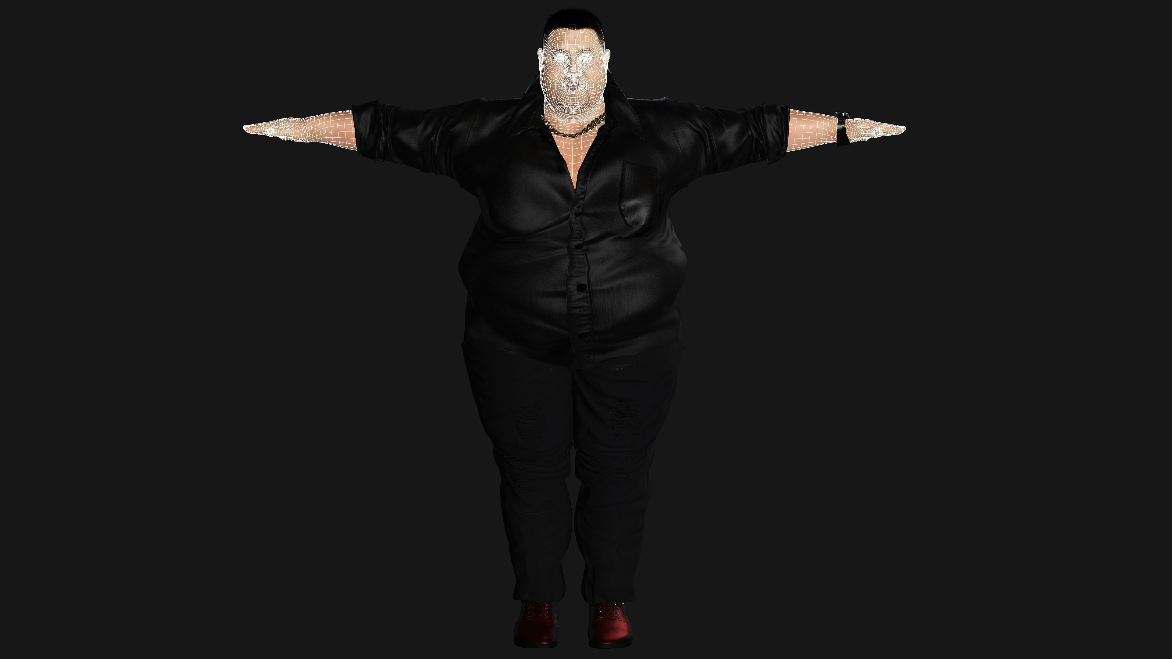 AAA 3D REALISTIC HUMAN MALE CHARACTER - ASIAN FAT BUSINESSMAN Low-poly 3D model_9