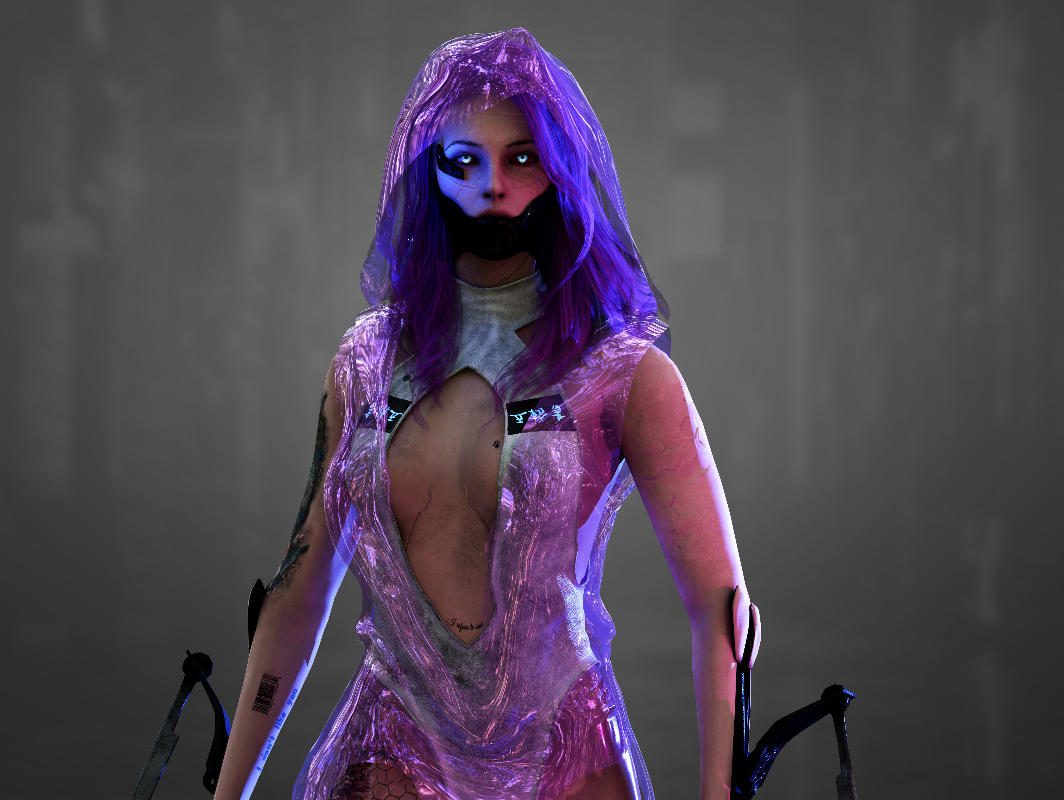 Sci Fi Cyberpunk Killer Girl Low-poly 3D model_5